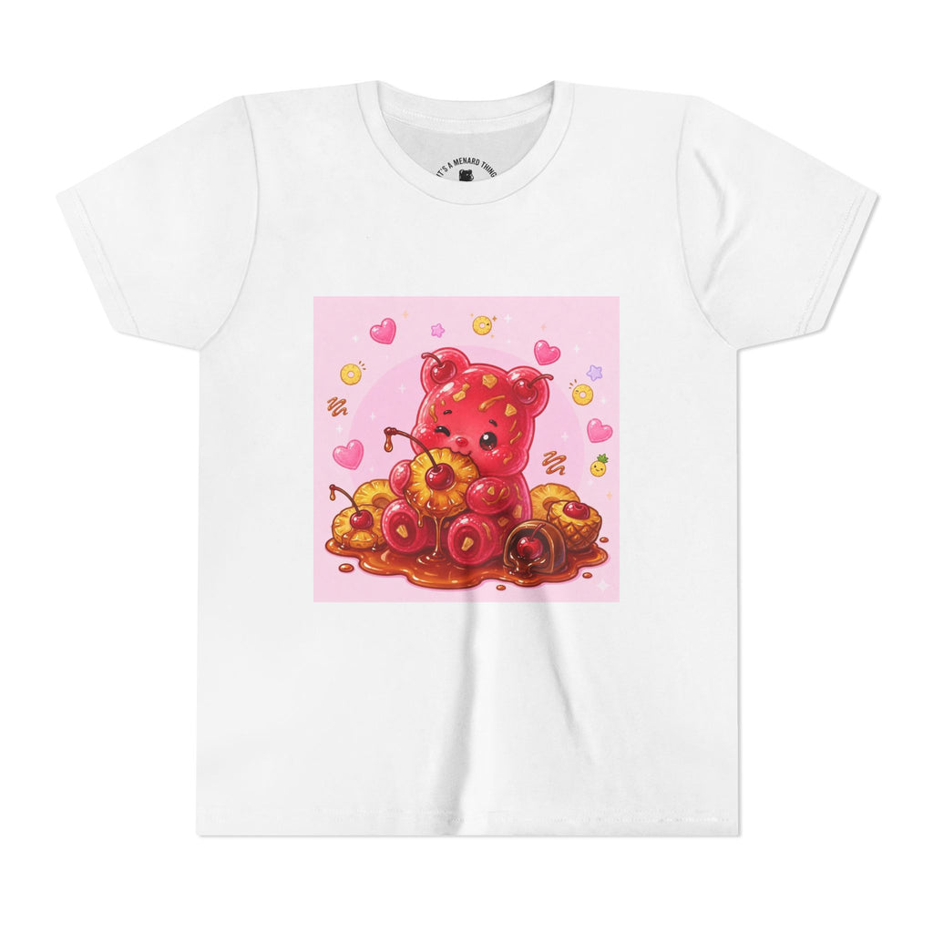 Cherry & Pineapple Gooey Gummy Bear Heart Graphic Youth T-Shirt