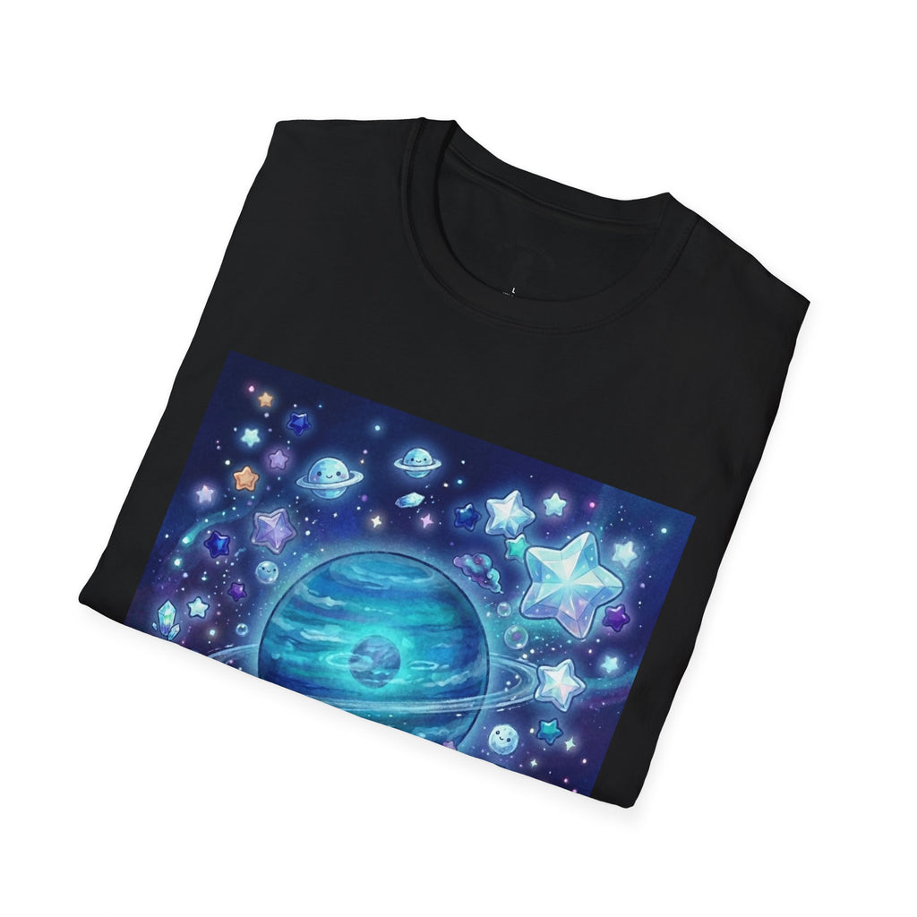 Lets Swim on Neptune, Blue Crystal Gooey Gummy Bear- Kawaii Graphic T-Shirt