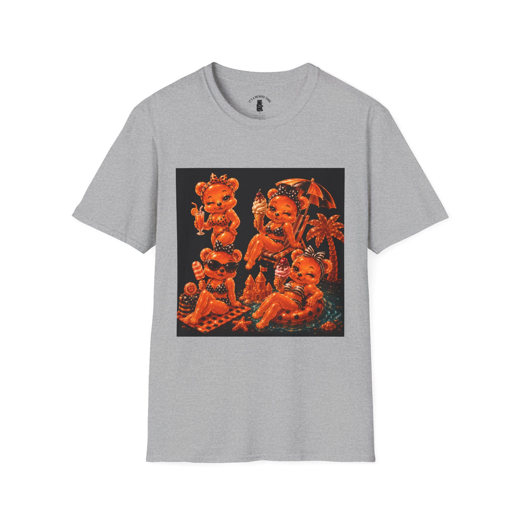 Retro Orang Beach Pin Up Oozy Bear Babe- Adult Graphic Shirt (18+)