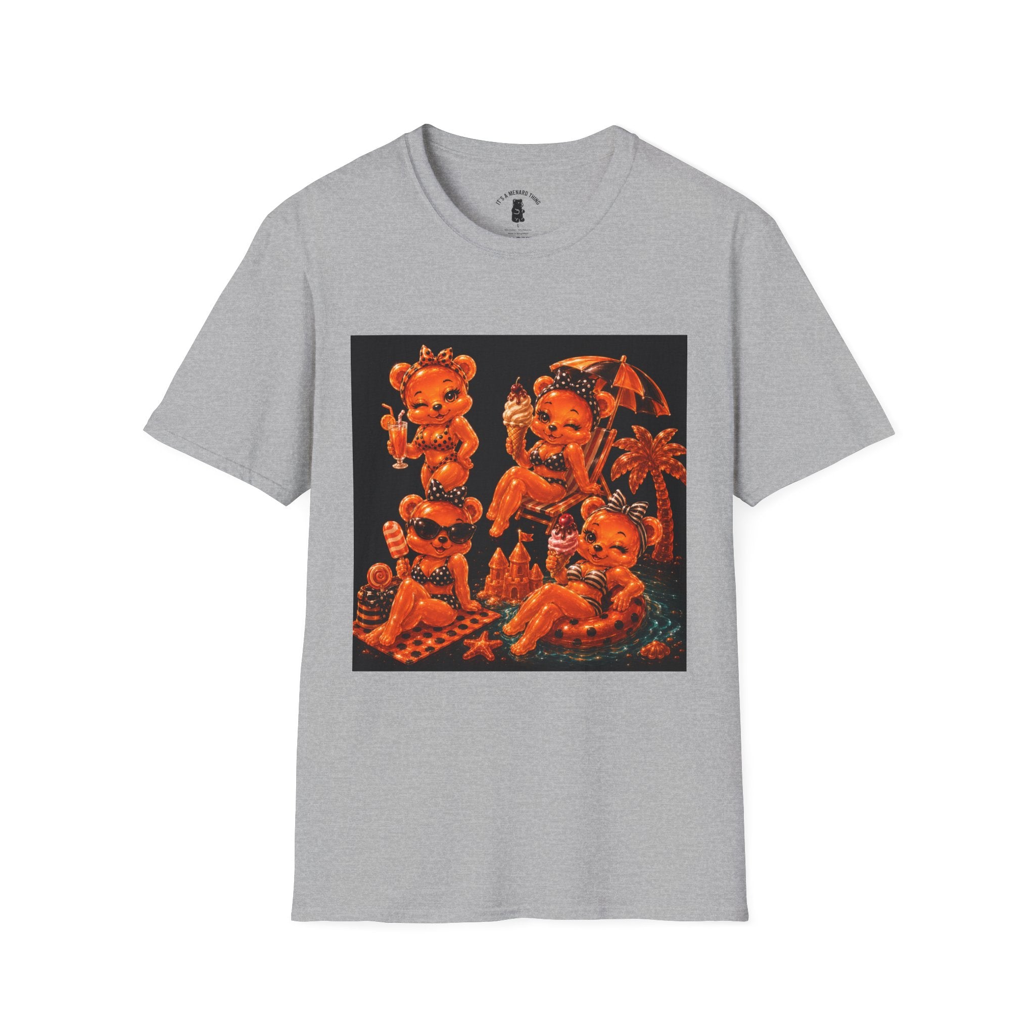 Retro Orang Beach Pin Up Oozy Bear Babe- Adult Graphic Shirt (18+)