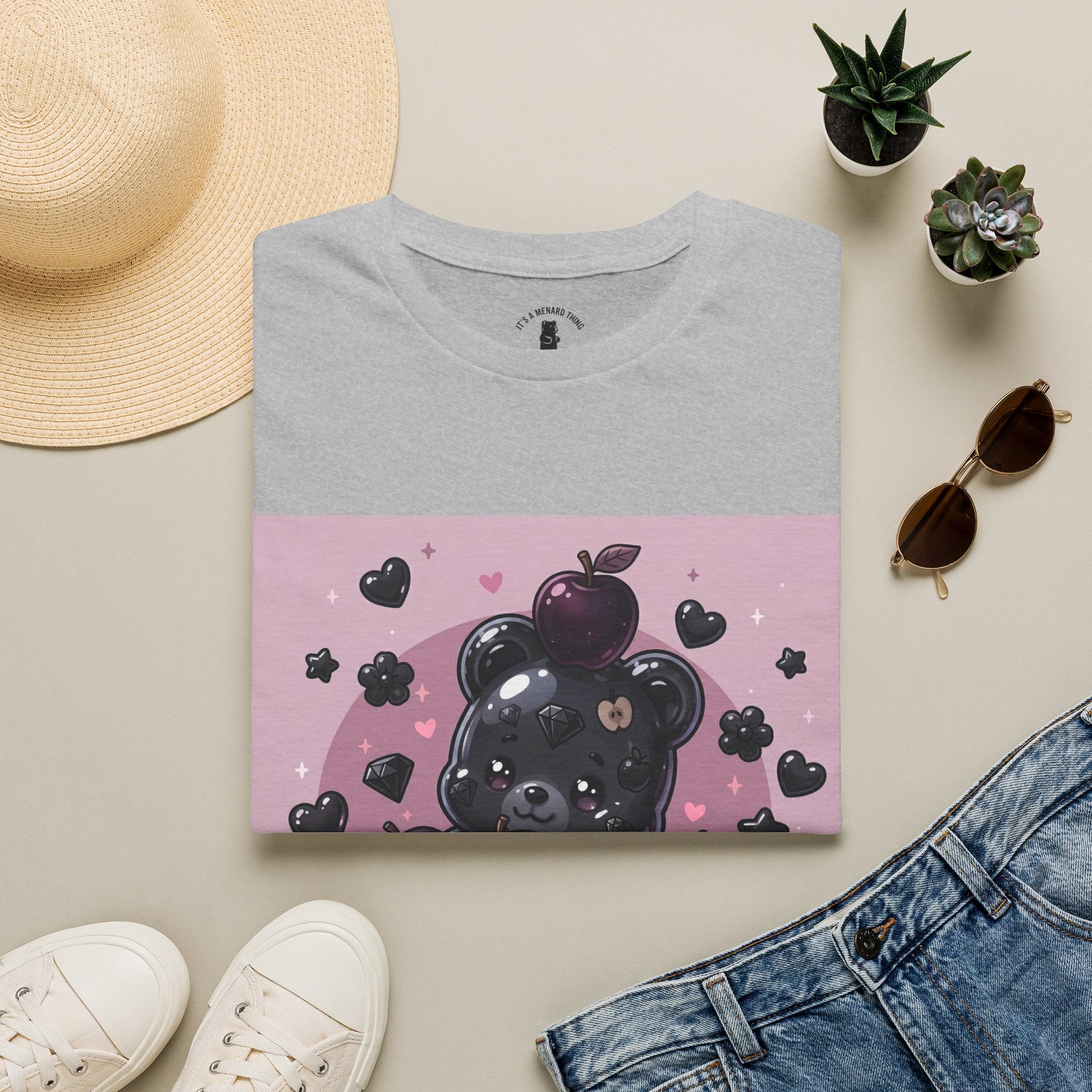 Black Diamond Special Exotic Apple Oozy Bear Friend — Cute Fruit Bear Graphic Tee