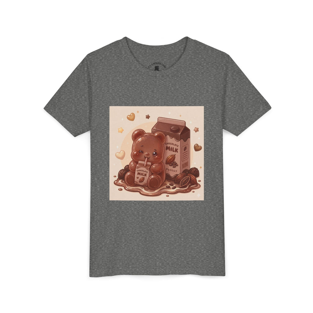 Kids Milk Chocolate Gooey Gummy Bear — Cute Milk Carton Graphic Youth T-Shirt