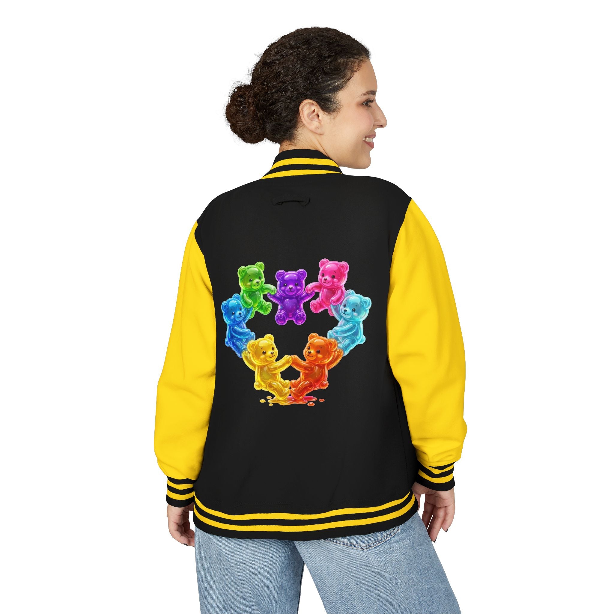 Rainbow Oozy Gummy Bear Heart Special Addition- Lettermen Graphic Jacket