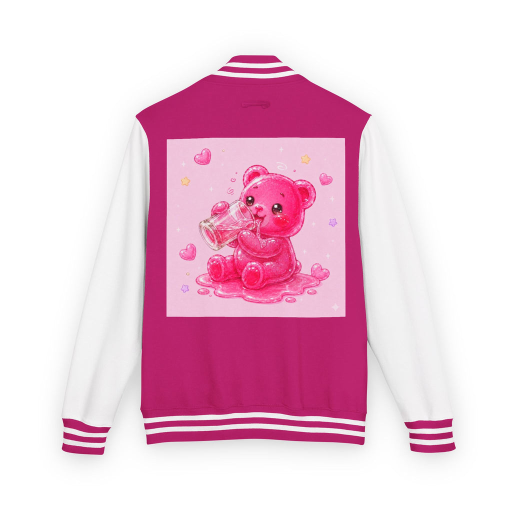Pink Sugar Shock Shot! Boozy Gooey Gummy Bear — Kawaii Graphic Varsity Jacket