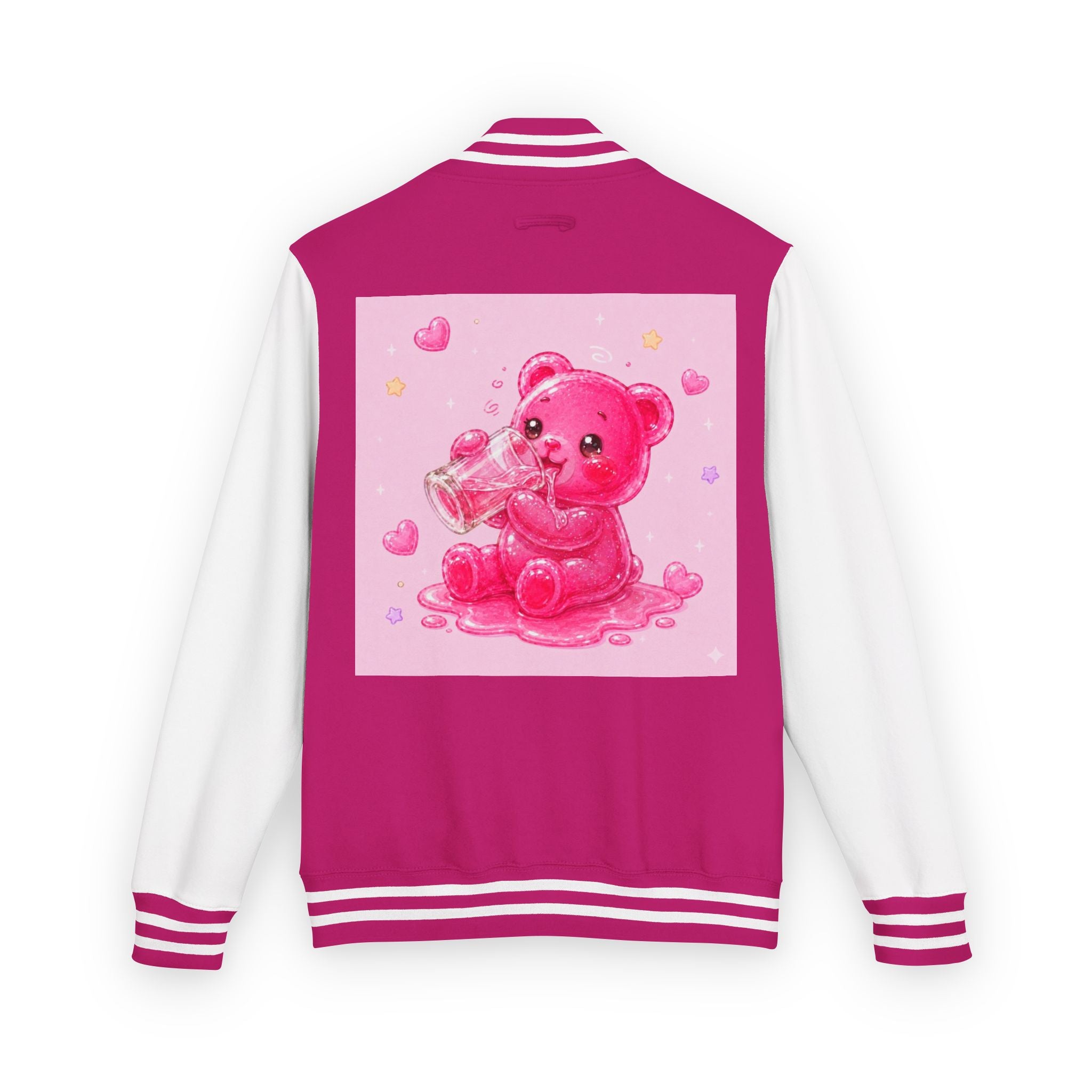 Pink Sugar Shock Shot! Boozy Gooey Gummy Bear — Kawaii Graphic Varsity Jacket
