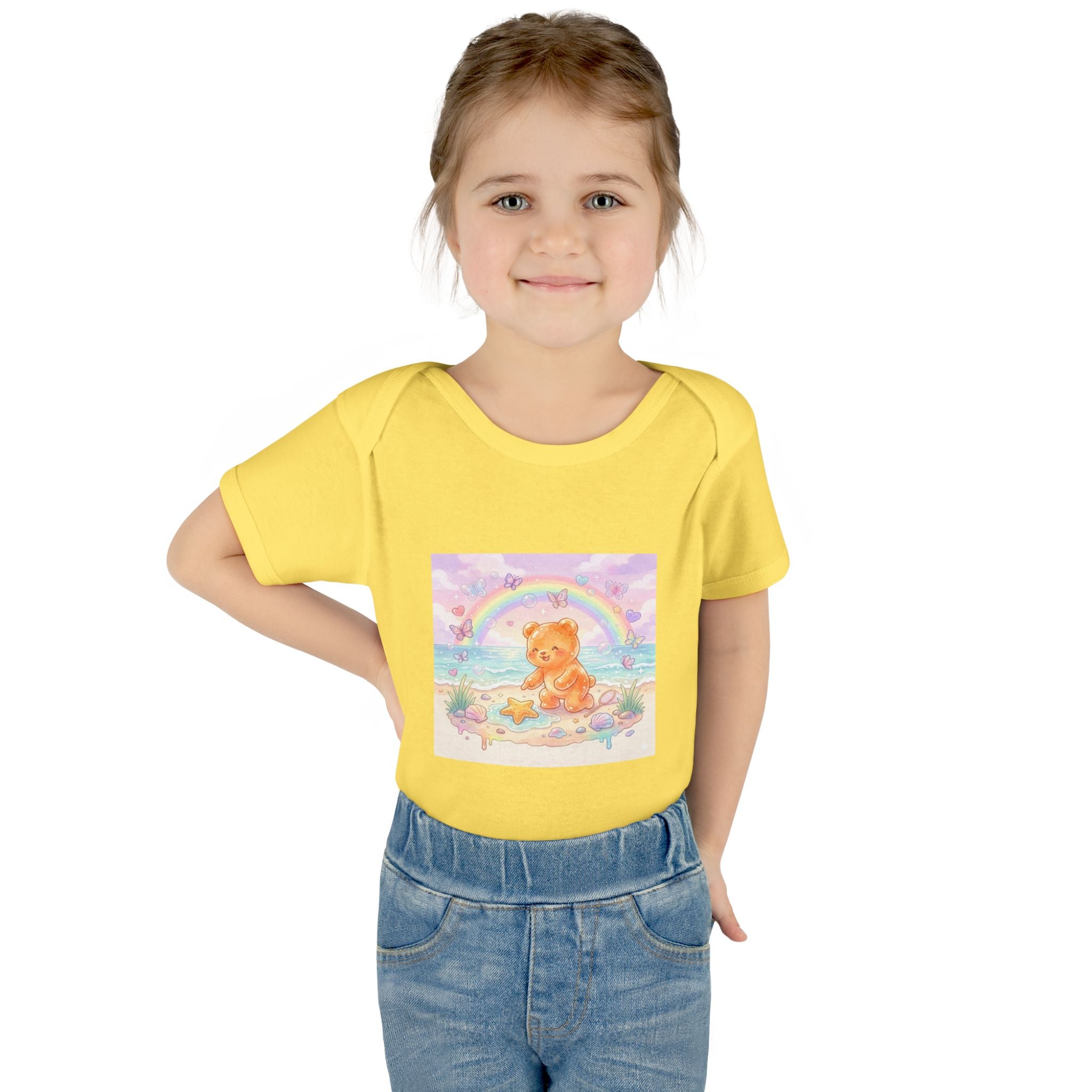 Gooey Gummy Beach Bear Rainbow & Starfish - Bodysuit