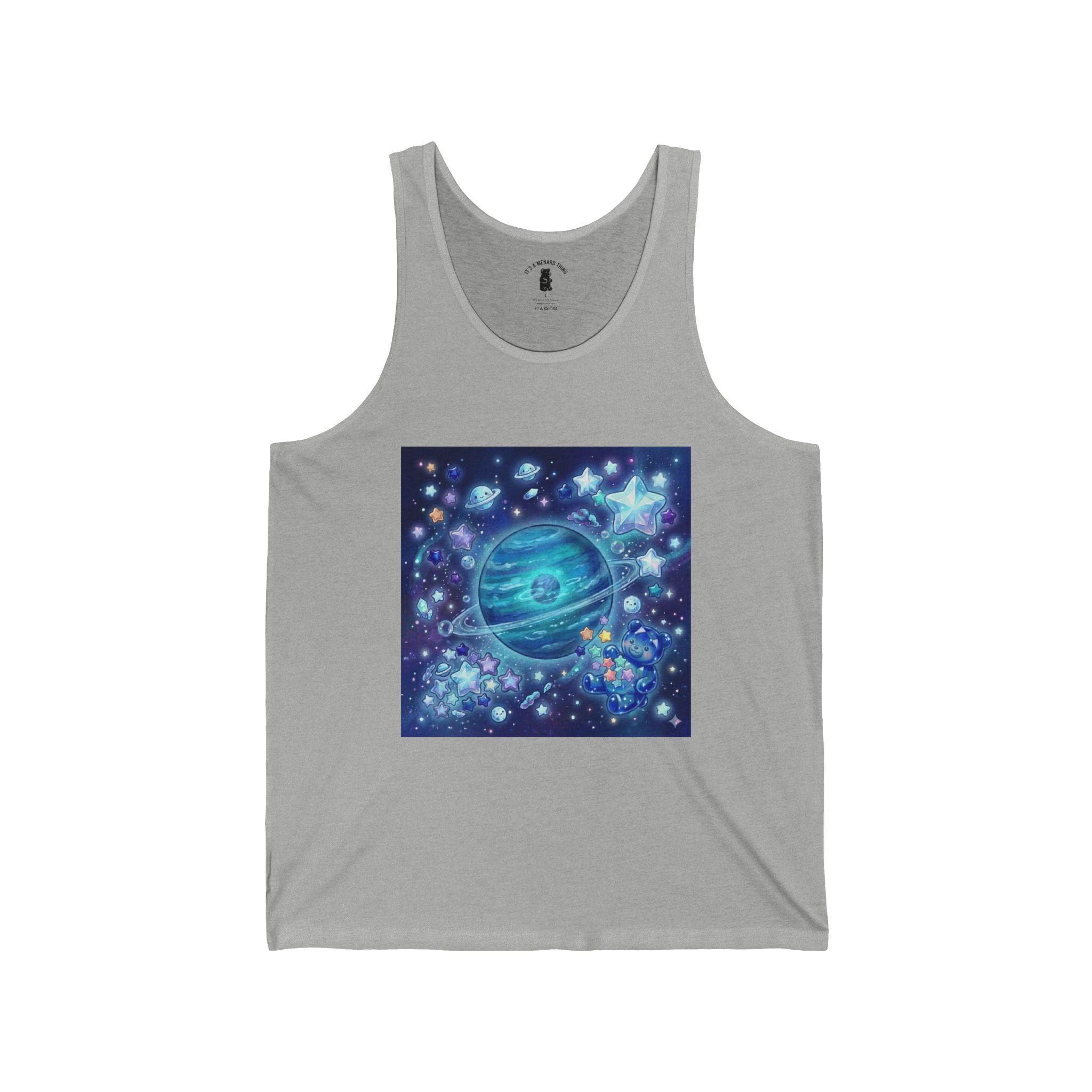 Lets Take a Swim to Neptune, Blue Crystal Gooey Gummy Bear— Kawaii Graphic Tank Top
