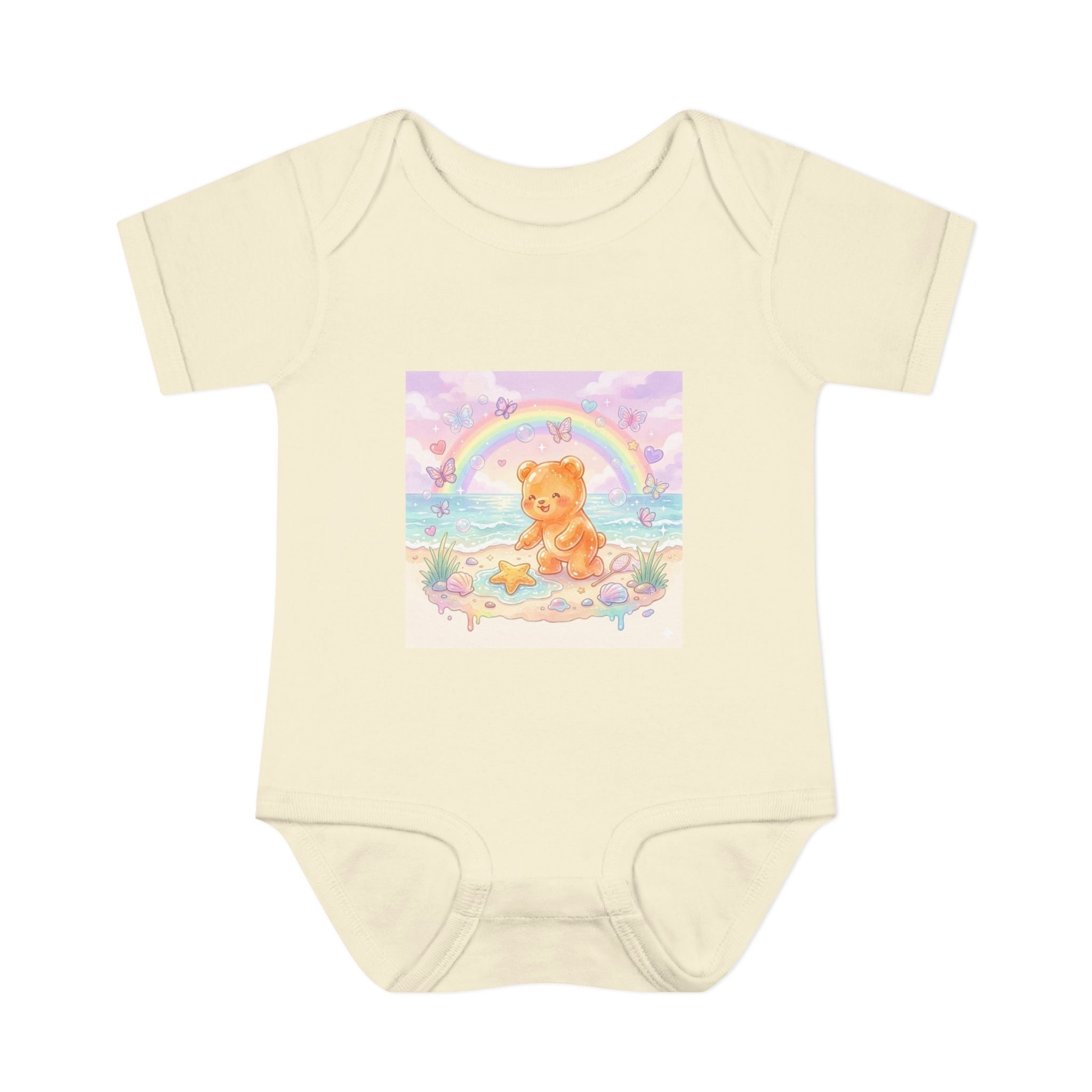 Gooey Gummy Beach Bear Rainbow & Starfish - Bodysuit