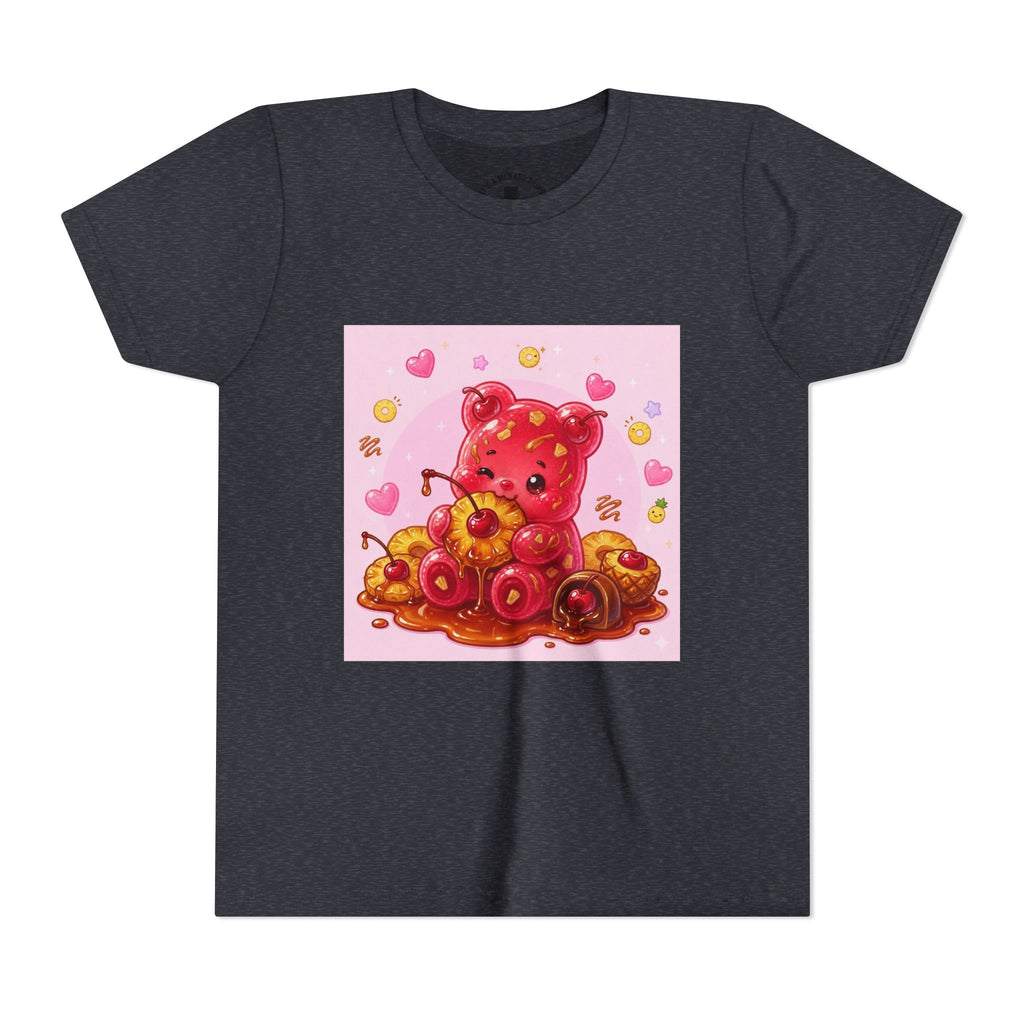 Cherry & Pineapple Gooey Gummy Bear Heart Graphic Youth T-Shirt