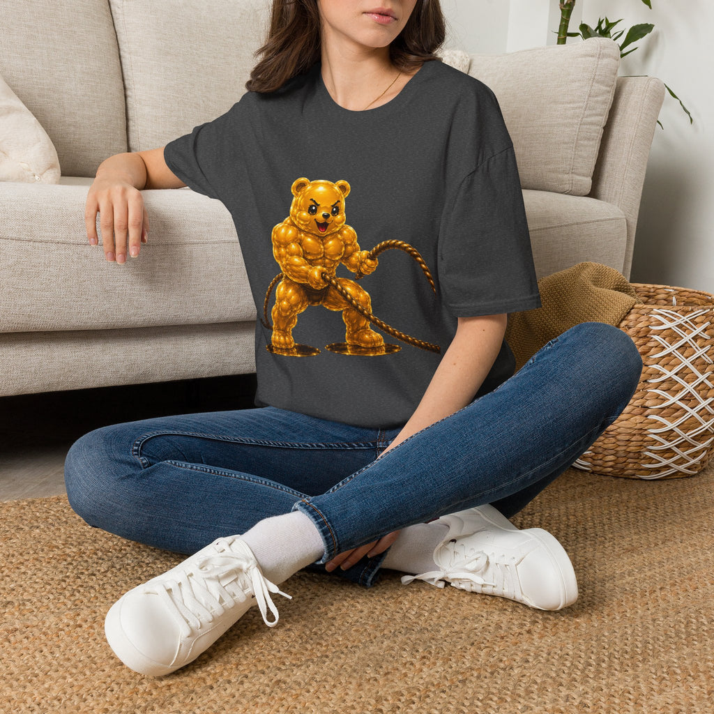 Rope Workout, Golden Yellow Oozy Buff Bear Gym Special- Adult Graphic Shirt (18+)