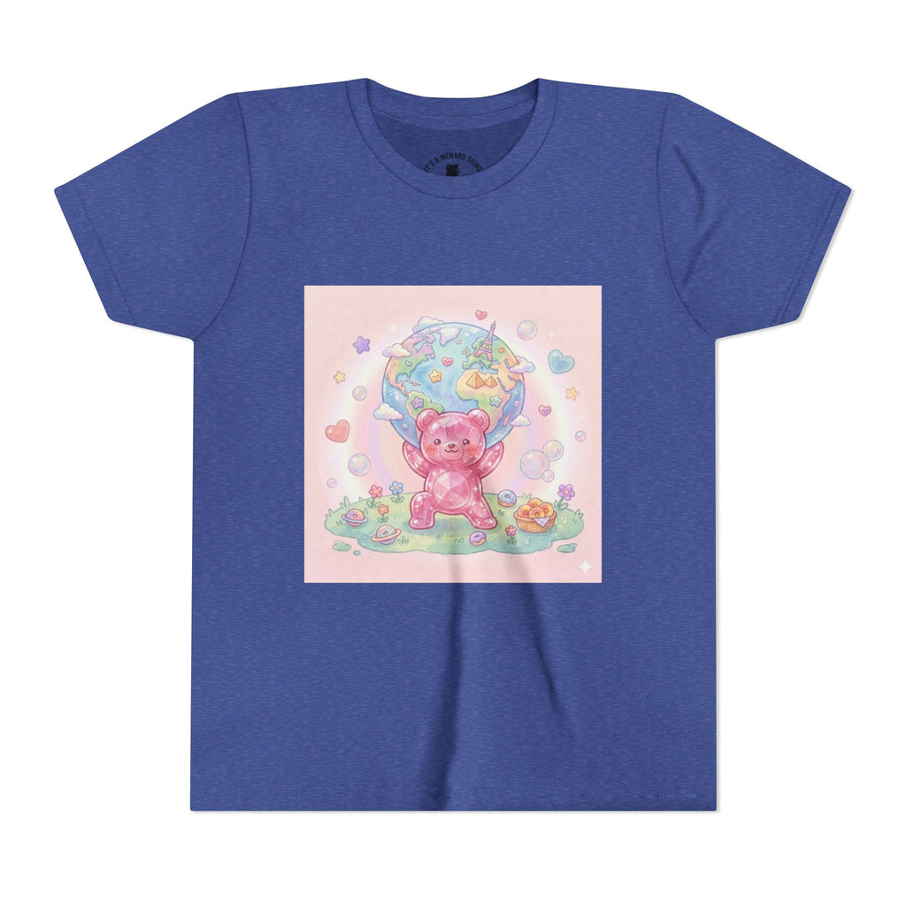 World Atlas, Weight of the Gummy World Pink Gooey Bear- Pastel Graphic Youth T-Shirt