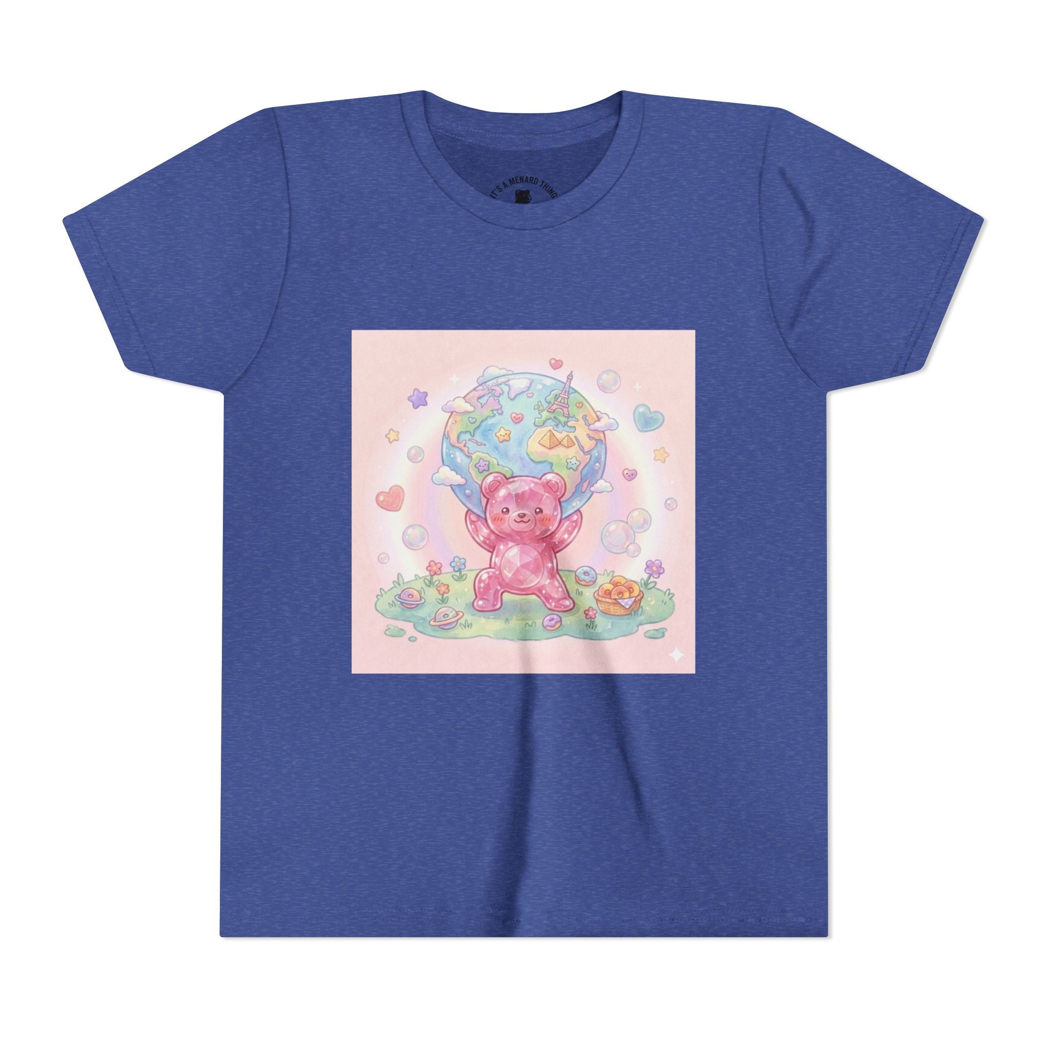 World Atlas, Weight of the Gummy World Pink Gooey Bear- Pastel Graphic Youth T-Shirt