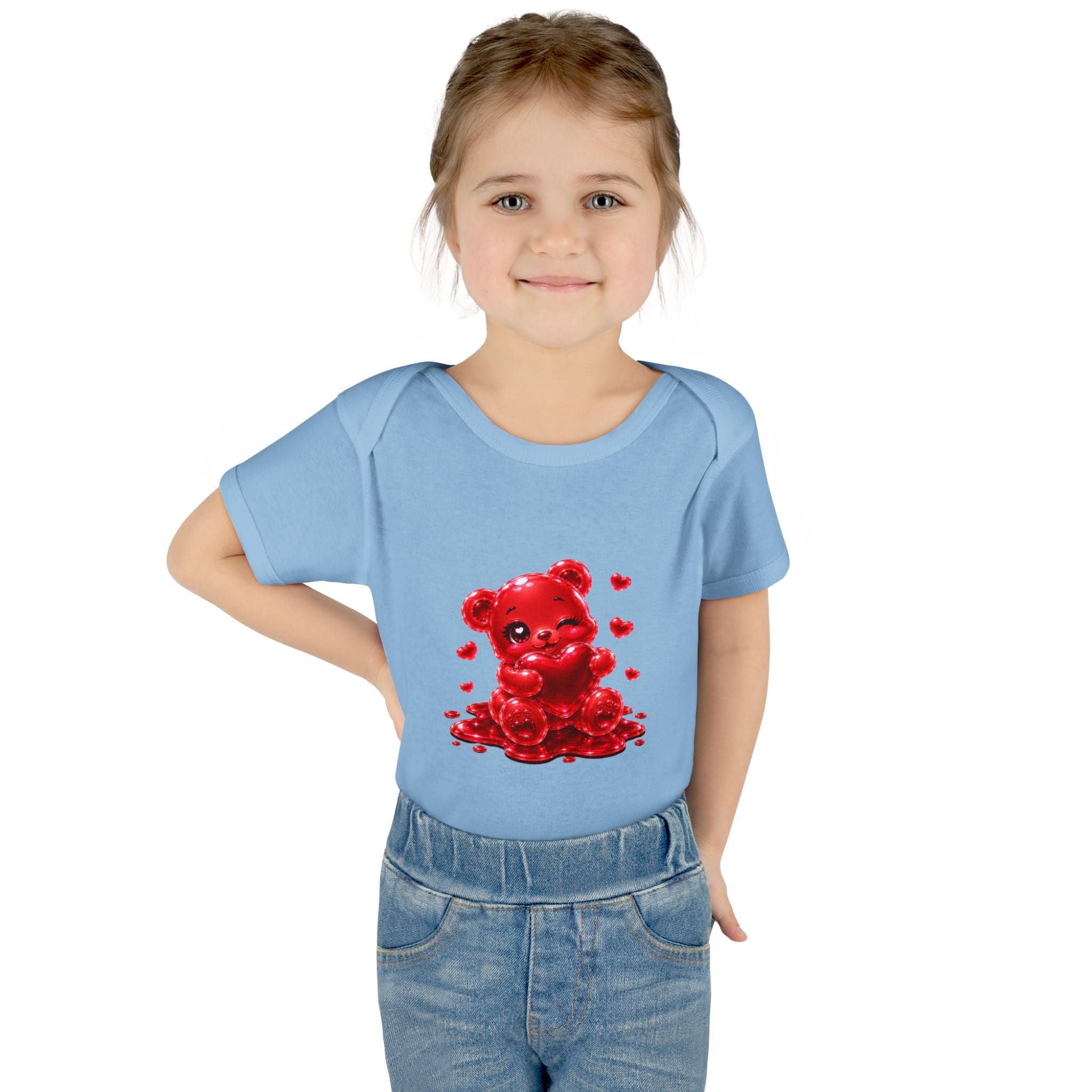 Special Red Heart Oozy Bear Baby Gummy Cutie Addition- Graphic Onesie
