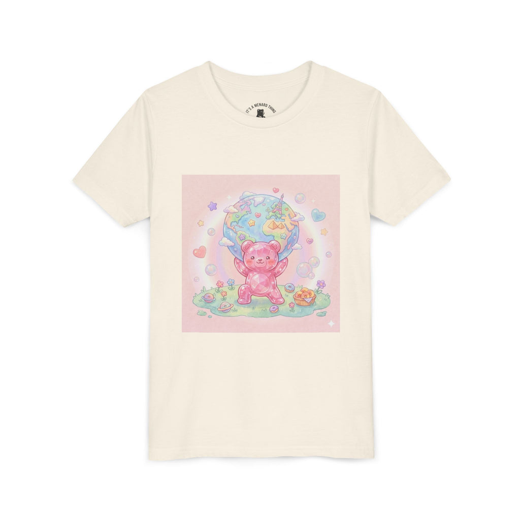 World Atlas, Weight of the Gummy World Pink Gooey Bear- Pastel Graphic Youth T-Shirt