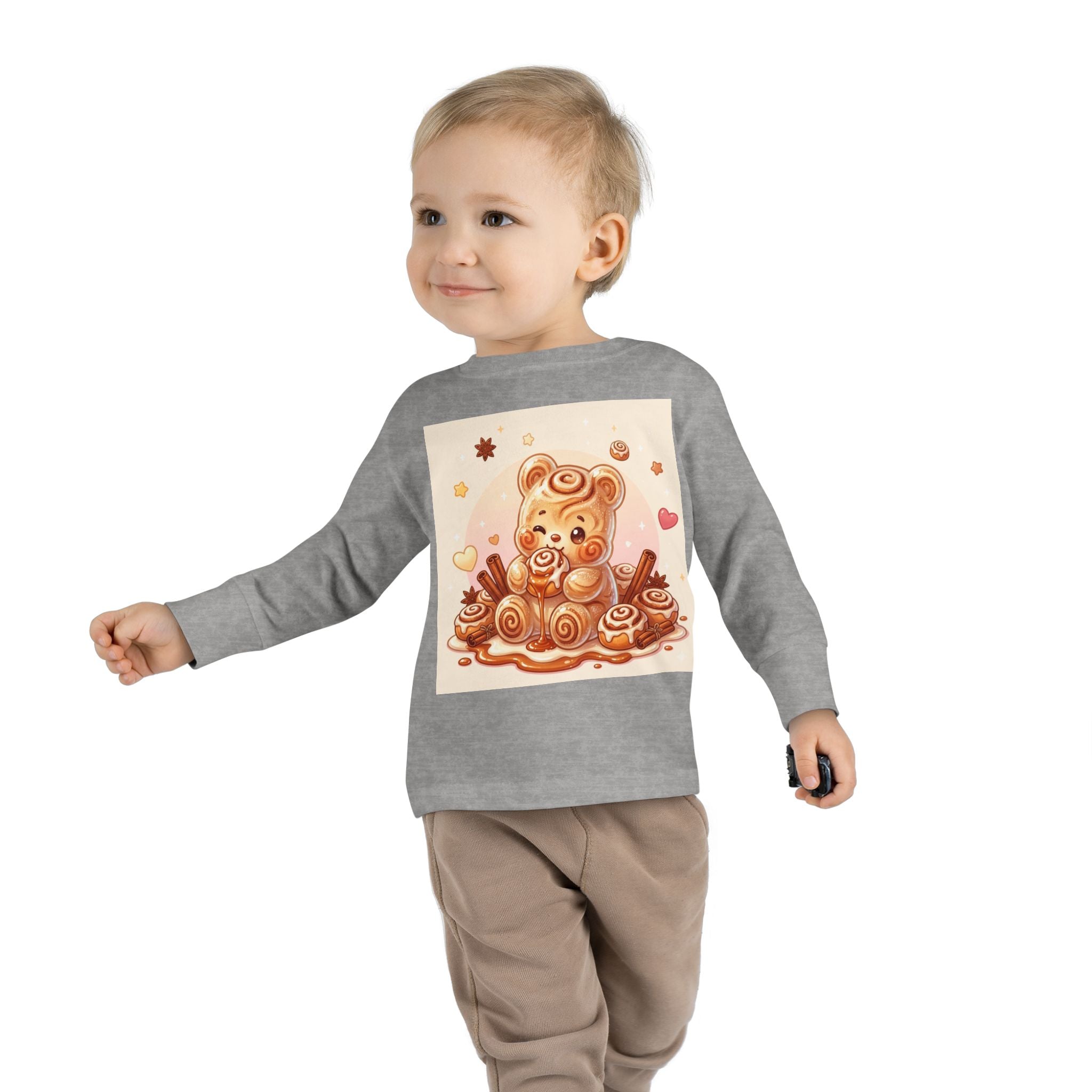 Cinnamon Roll Baked Goods, Sweet Oozy Bear Gummy Friend- Kids Graphic Long Sleeve Shirt
