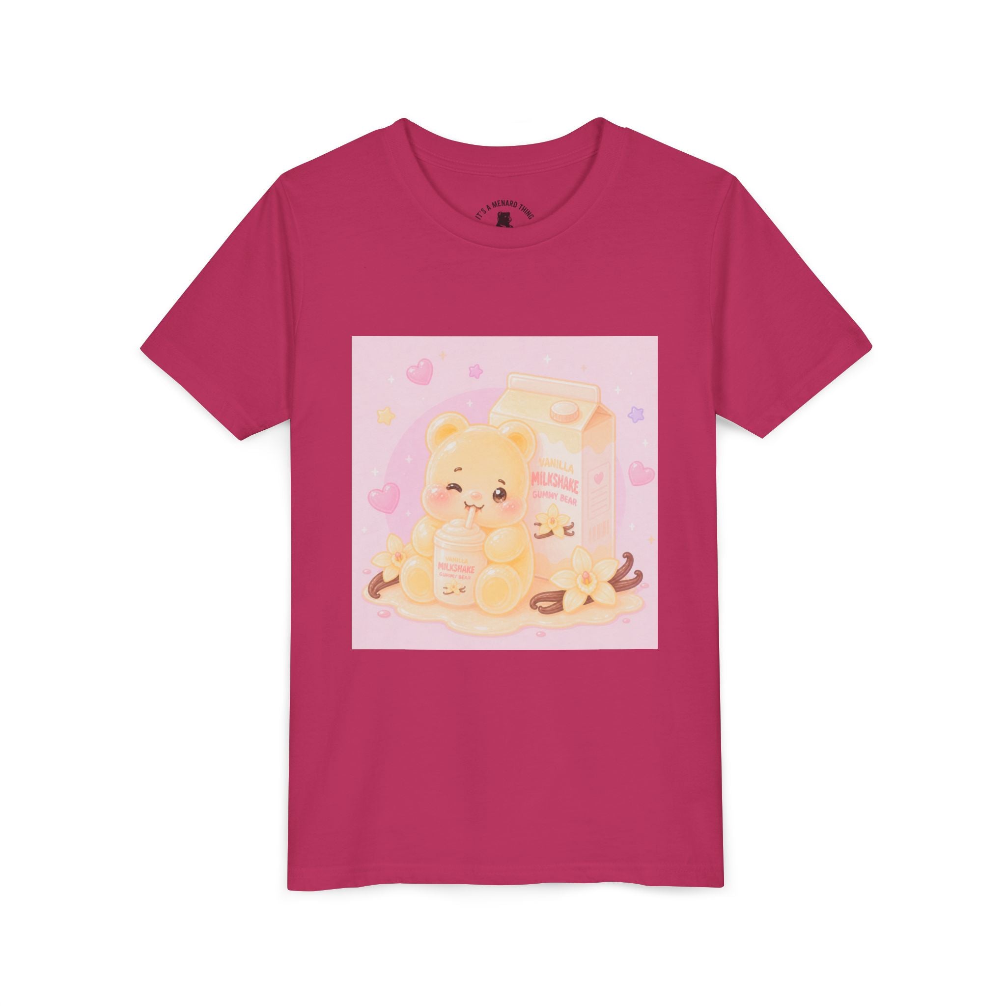Vanilla Milk Shake Gooey Gummy Youth Tee — Kawaii Pastel Kids T‑Shirt