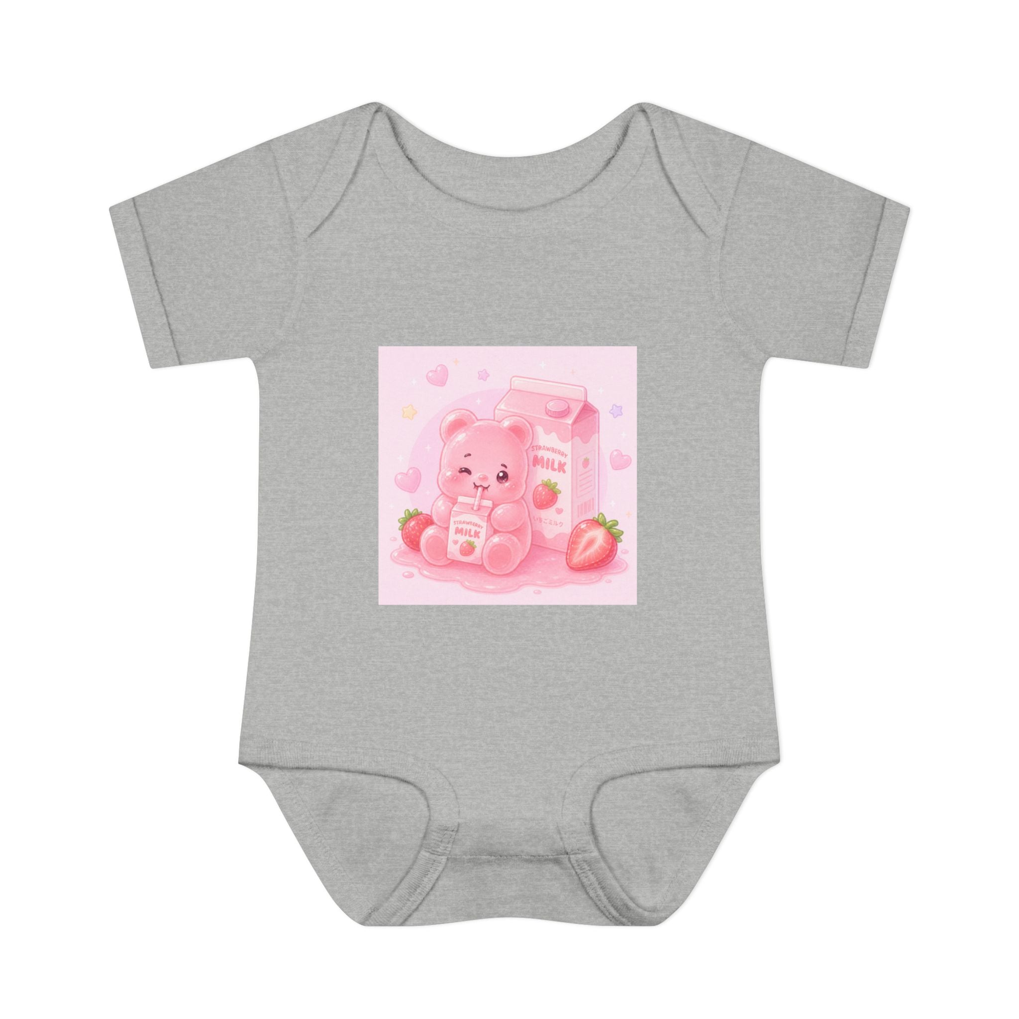 Pink Strawberry Milk Gooey Gummy Bear Infant Bodysuit