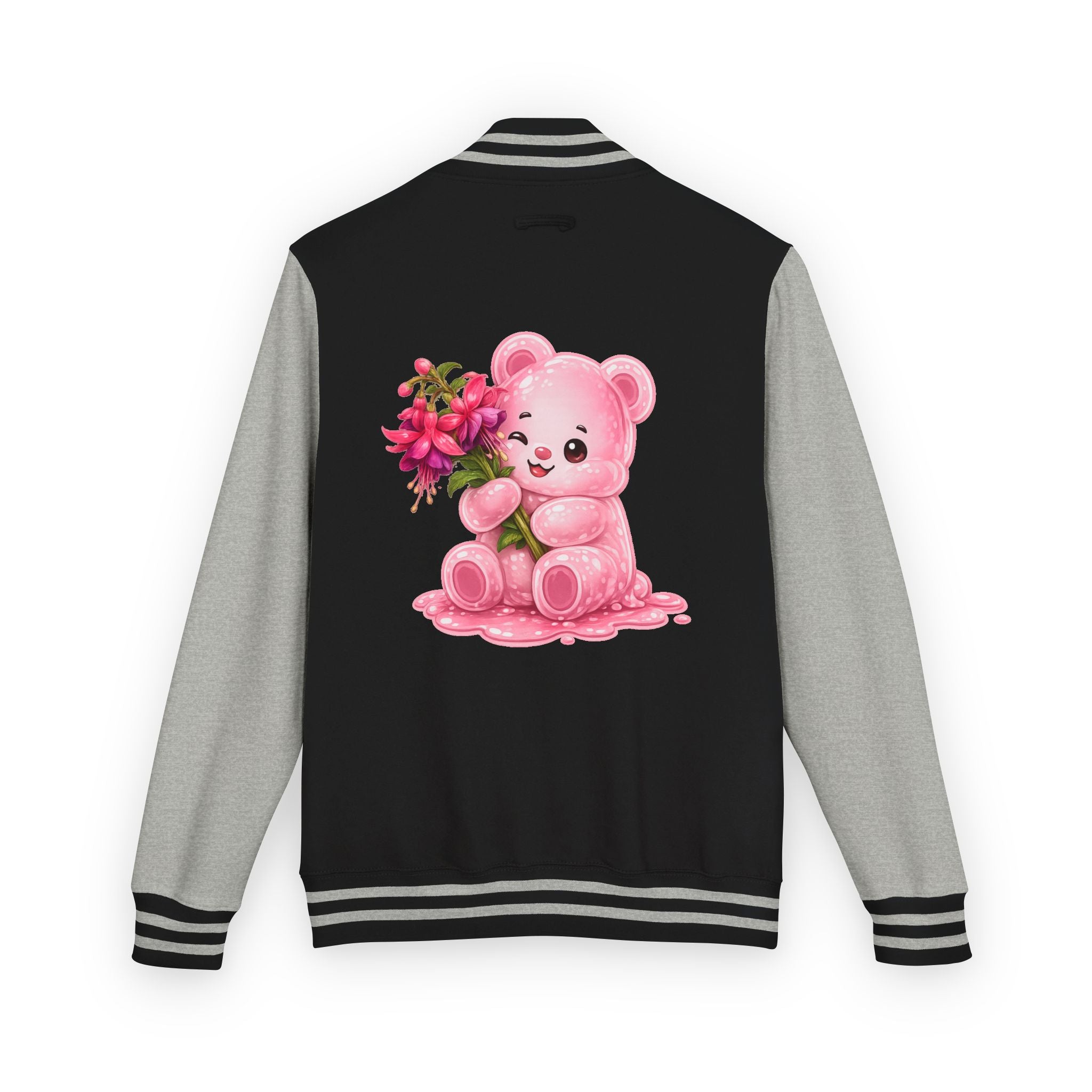 Special Pink Flowers, Pale Oozy Bear Gummy Friend- Lettermen Graphic Jacket