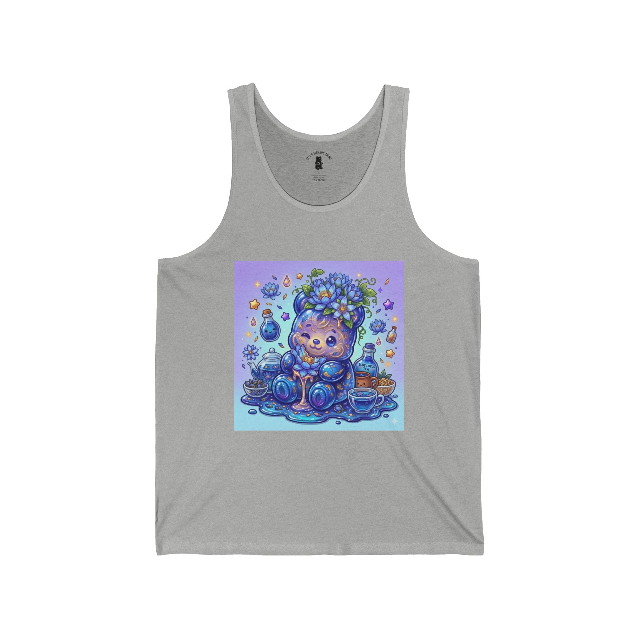 Blue Lotus Tea, Exotic Gooey Gummy Bear Friend — Kawaii Graphic Tank Top