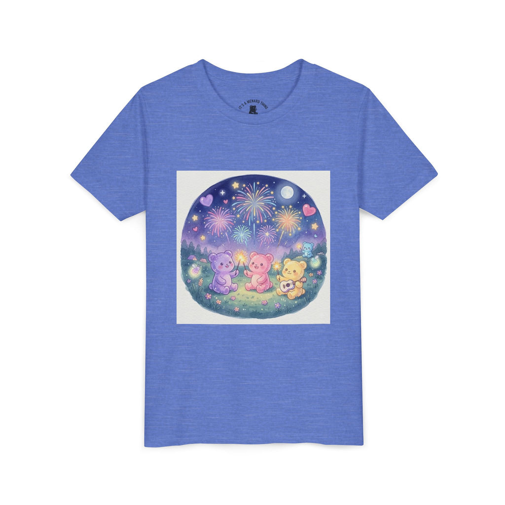 Gooey Gummy Bear Friends Watching Fireworks Youth Short Sleeve Shirt