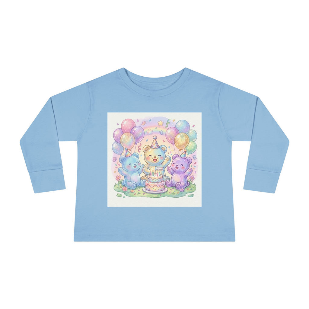 Pastel Birthday Oozy Bear Party Bash, Special Friends Celebration- Graphic Long Sleeve Shirt