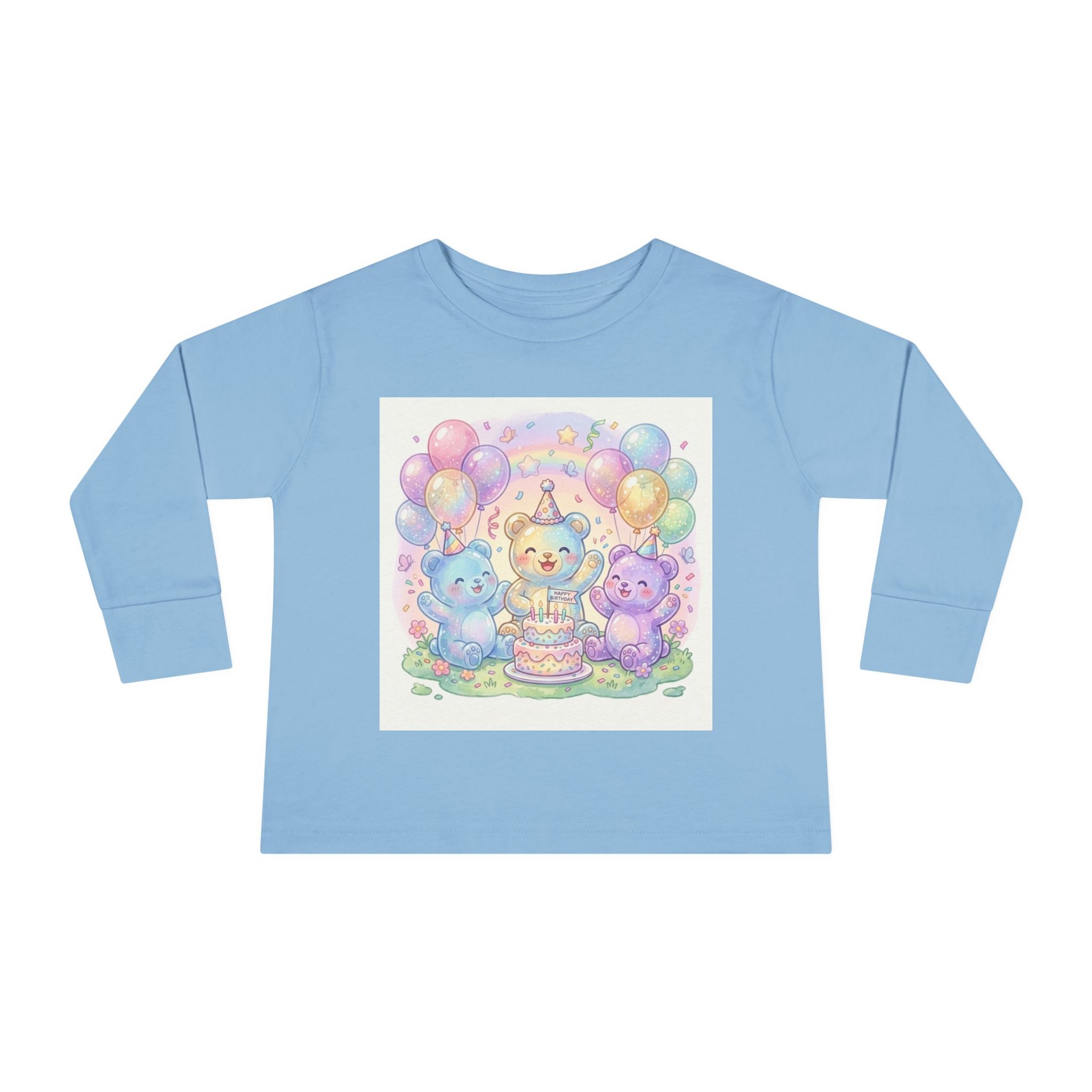 Pastel Birthday Oozy Bear Party Bash, Special Friends Celebration- Graphic Long Sleeve Shirt