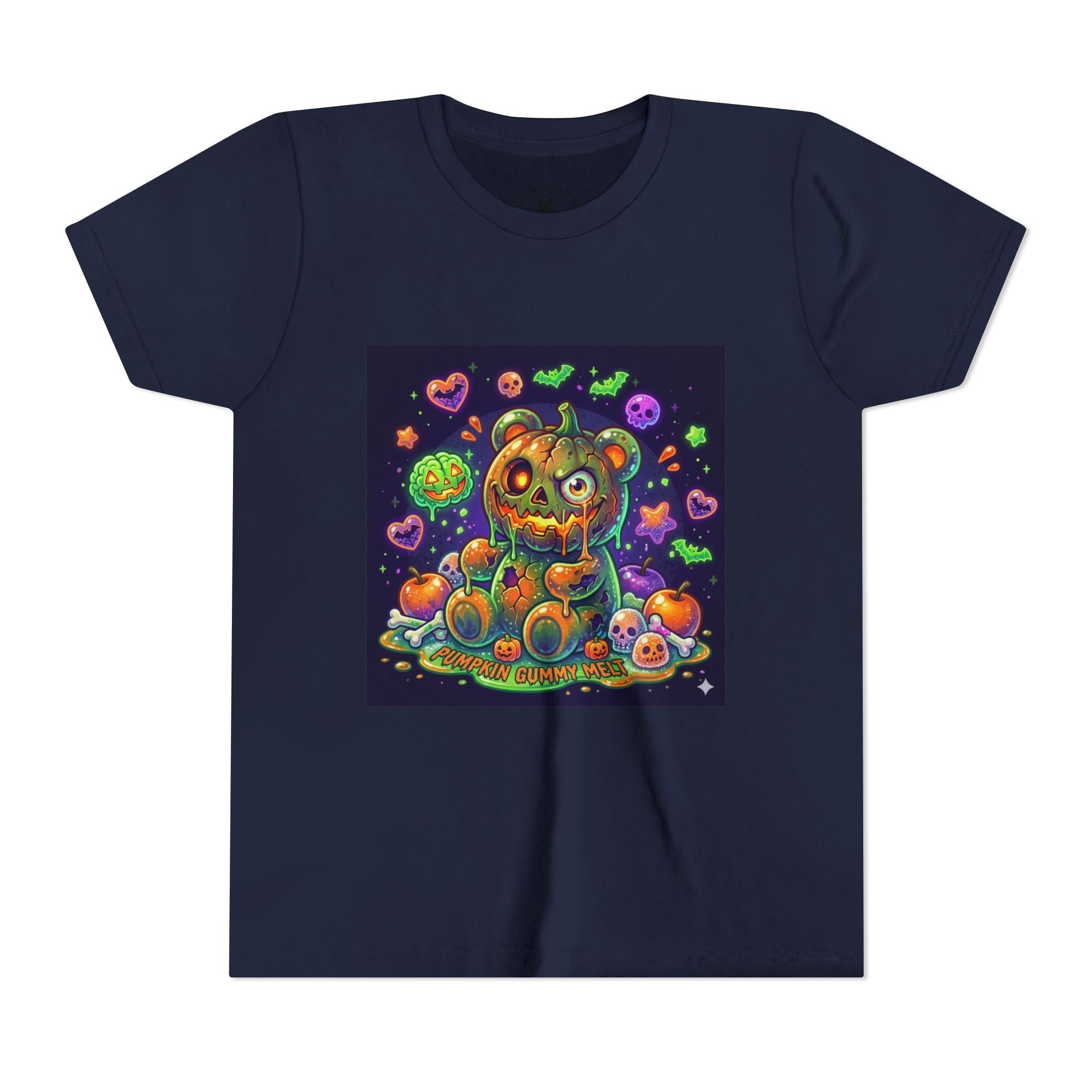 Cute Creepy Pumpkin Head Gooey Gummy Bear Halloween- Graphic Tee