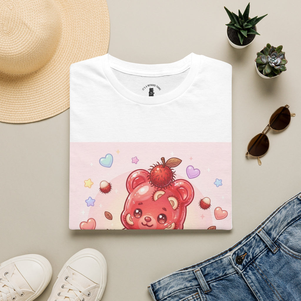 Frech Lychee Fruit, Yummy Oozy Gummy Bear Friend— Kawaii Graphic Shirt