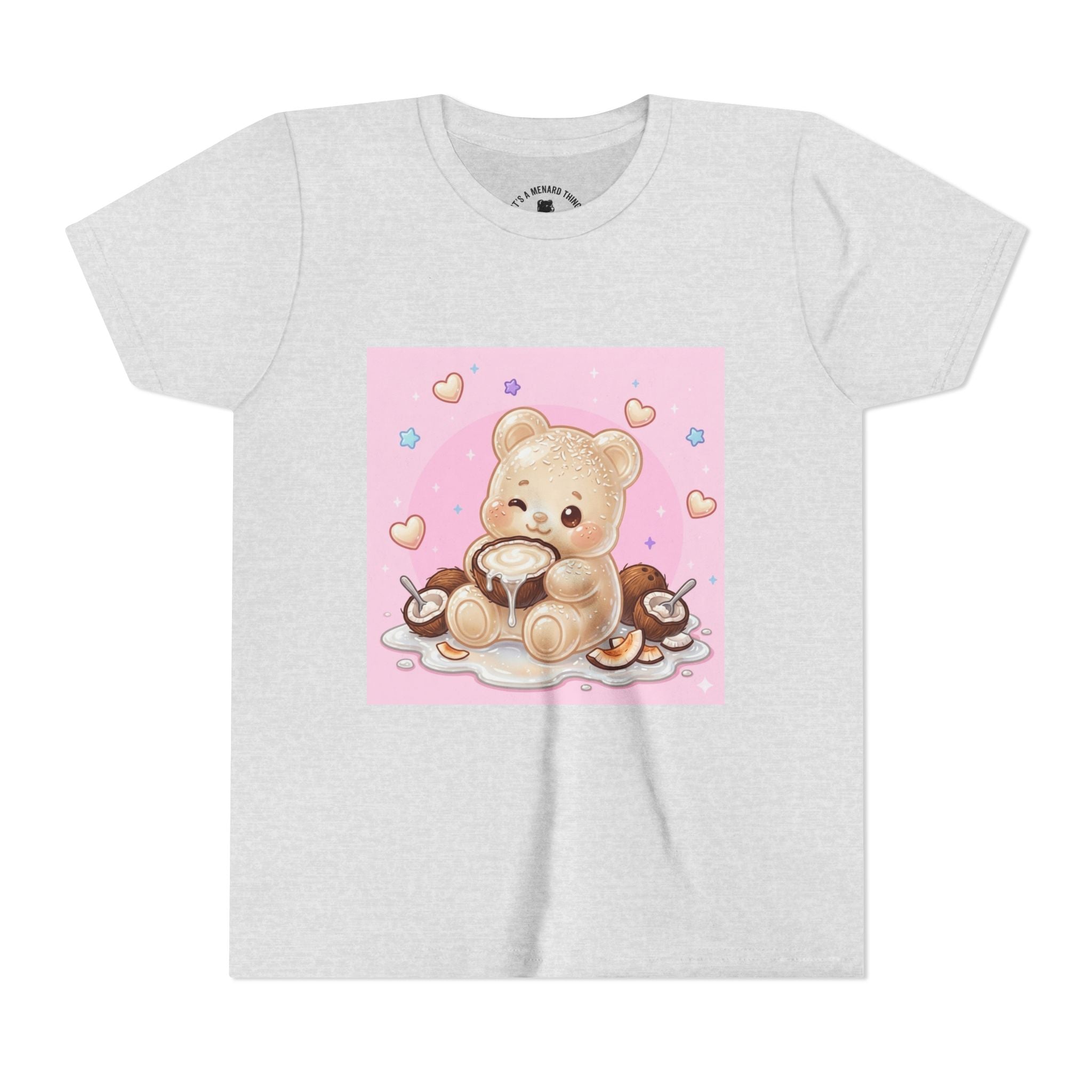 Gooey Gummy Coconut Milk Bear Kids T-Shirt (Pink Hearts)