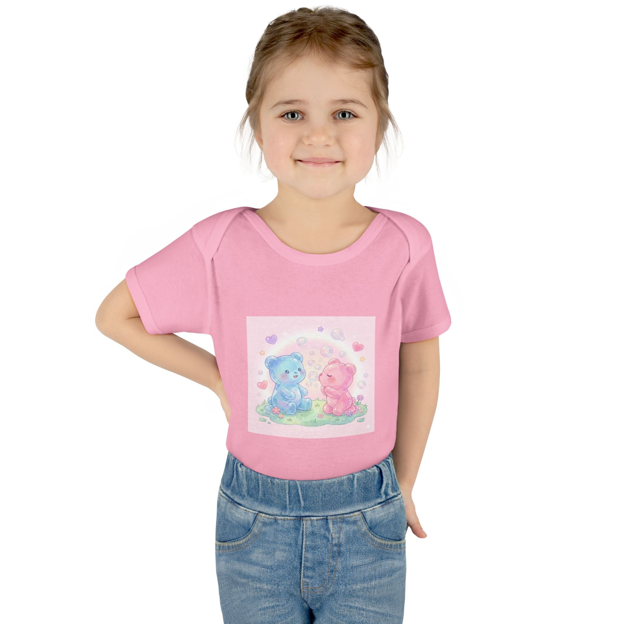 Baby Bodysuit — Pastel Blue & Pink Gooey Gummy Bears Cute Newborn Onesie