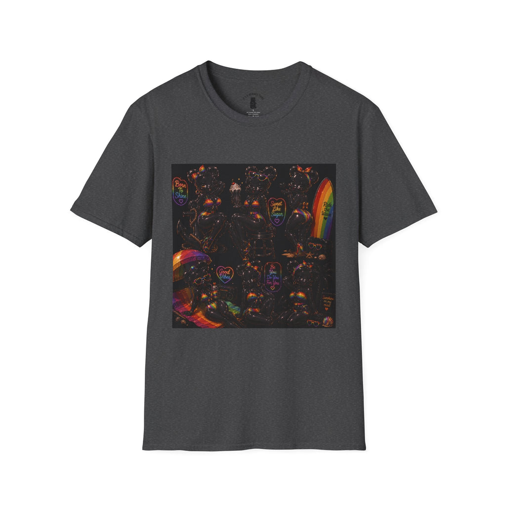 Black & Rainbow Special Addition Oozy Bear Beach Babe Pin Up- Adult Graphic Shirt (18+)