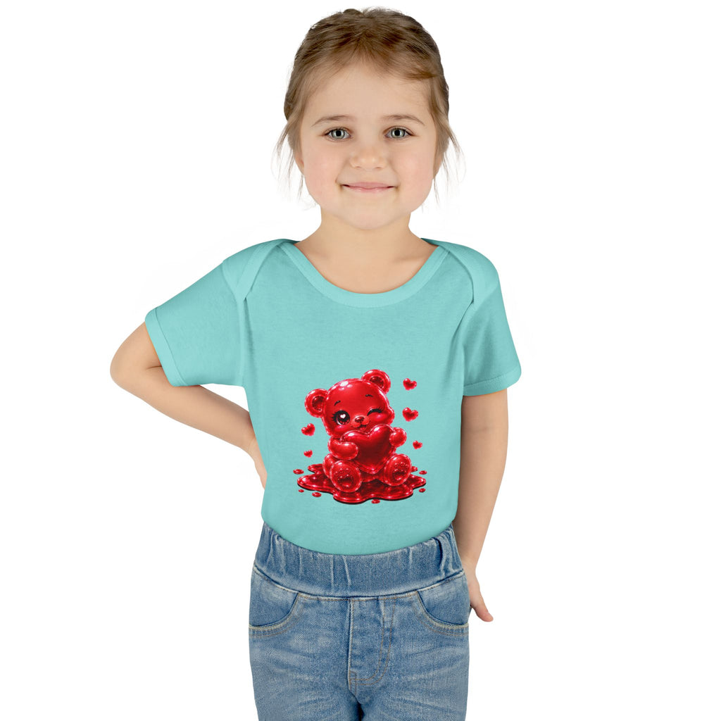 Special Red Heart Oozy Bear Baby Gummy Cutie Addition- Graphic Onesie