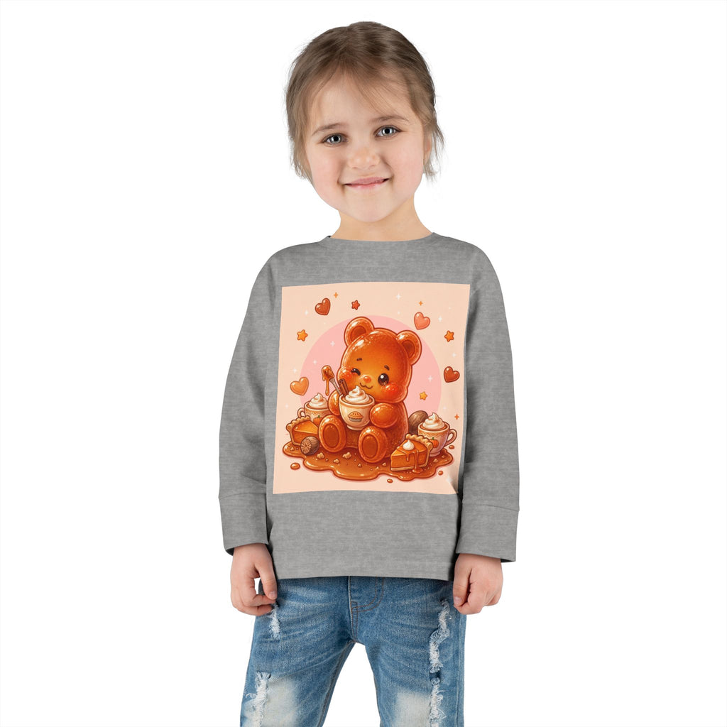 Sweet Pumpkin & Spiced Latte, Oozy Bear Gummy Friend- Kids Graphic Long Sleeve Shirt