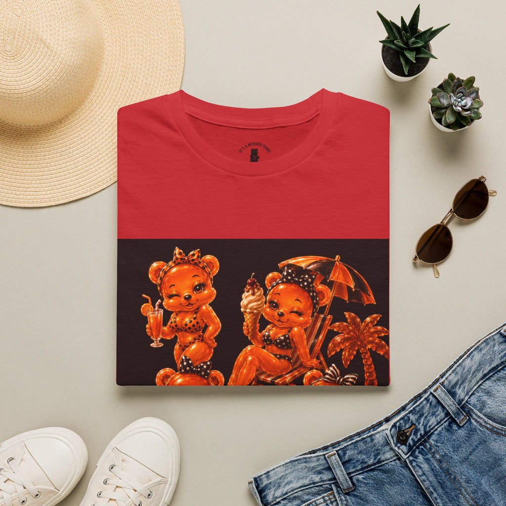 Retro Orang Beach Pin Up Oozy Bear Babe- Adult Graphic Shirt (18+)