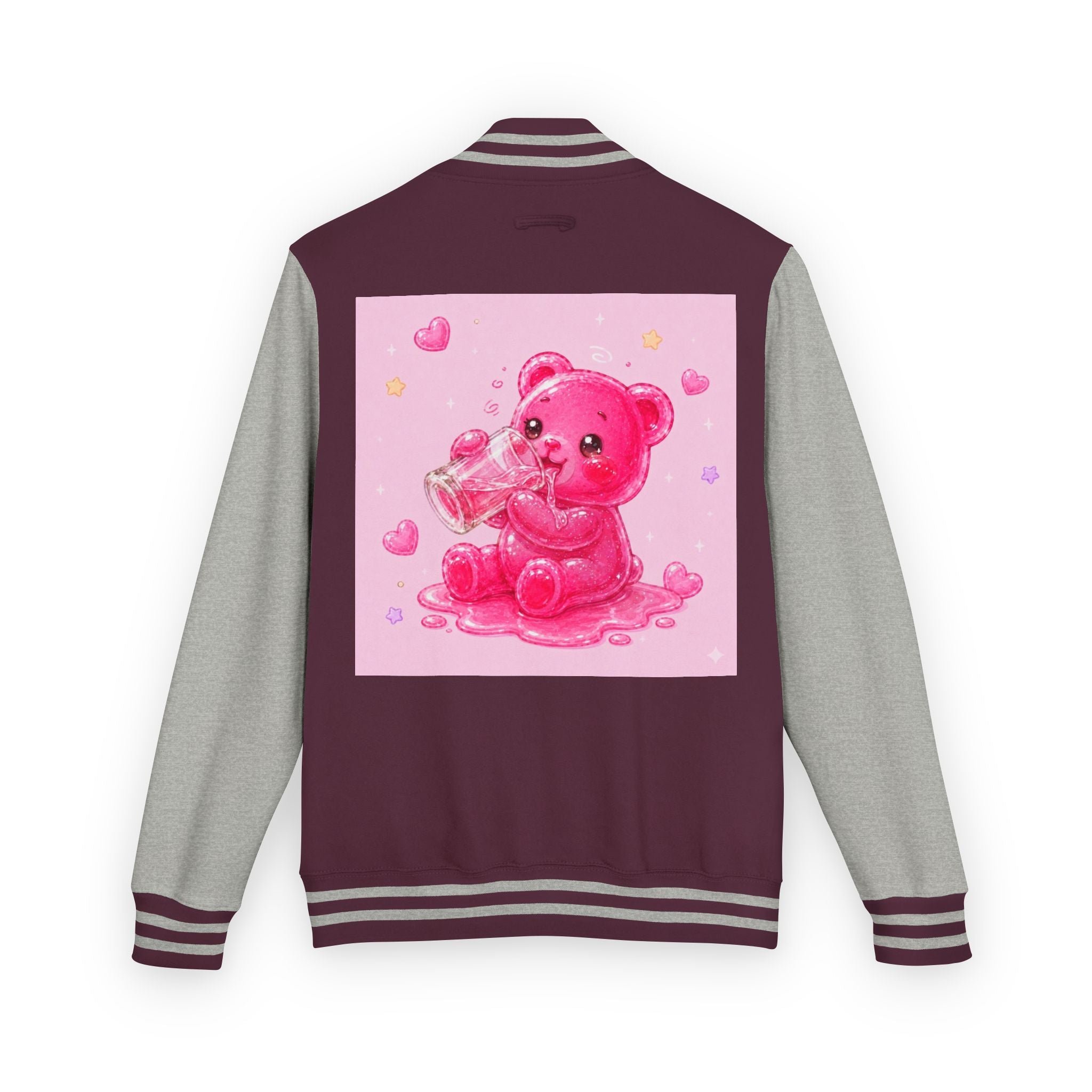 Pink Sugar Shock Shot! Boozy Gooey Gummy Bear — Kawaii Graphic Varsity Jacket