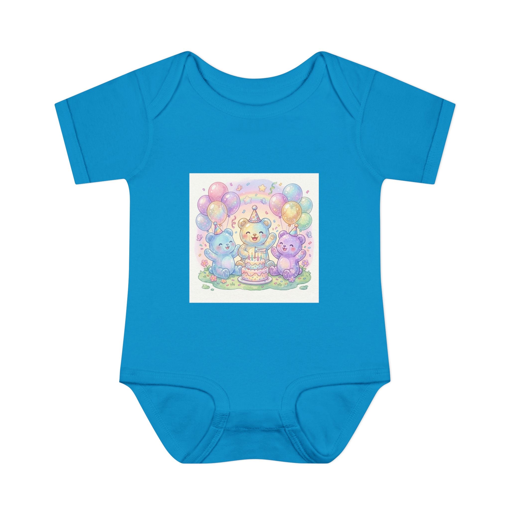 Birthday Gooey Bears, Cake & Balloons Infant Onesie