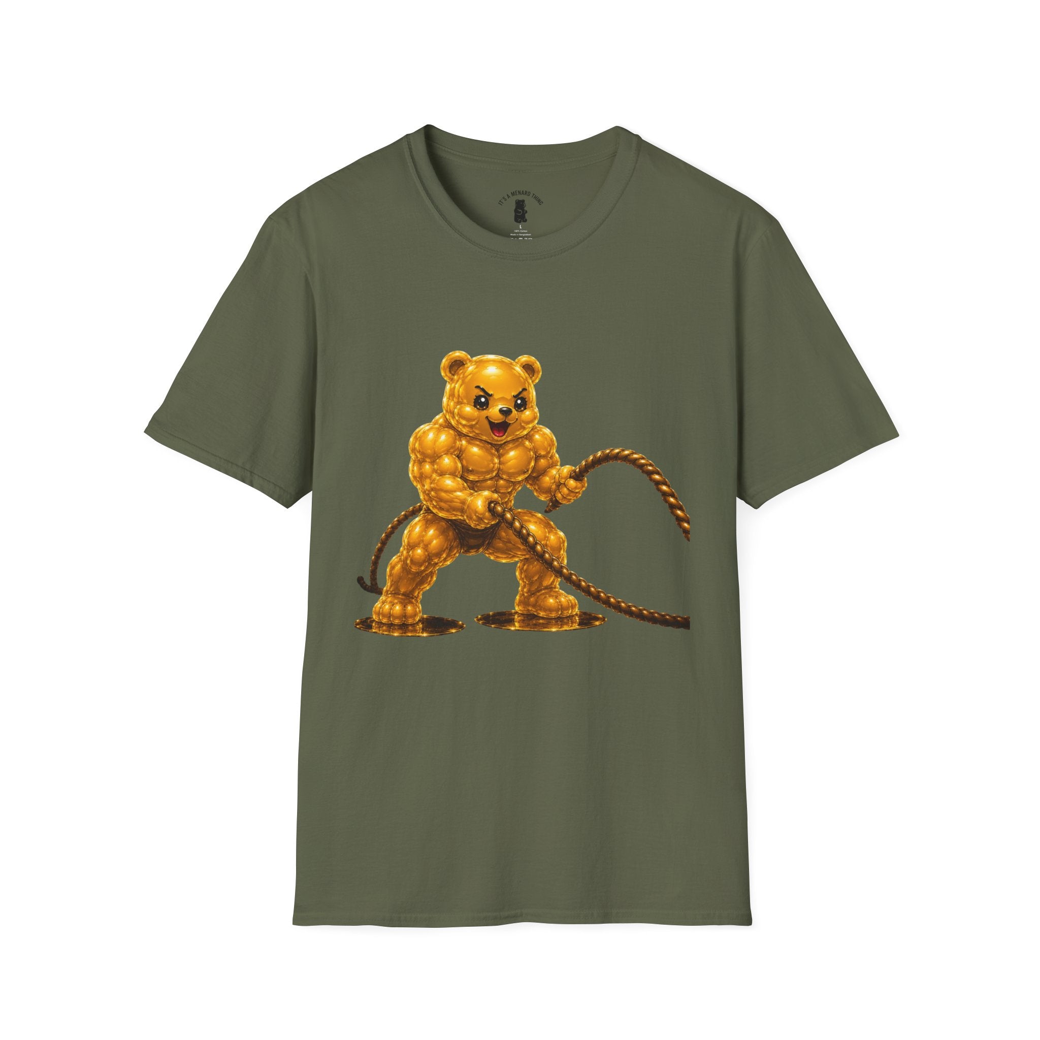 Rope Workout, Golden Yellow Oozy Buff Bear Gym Special- Adult Graphic Shirt (18+)