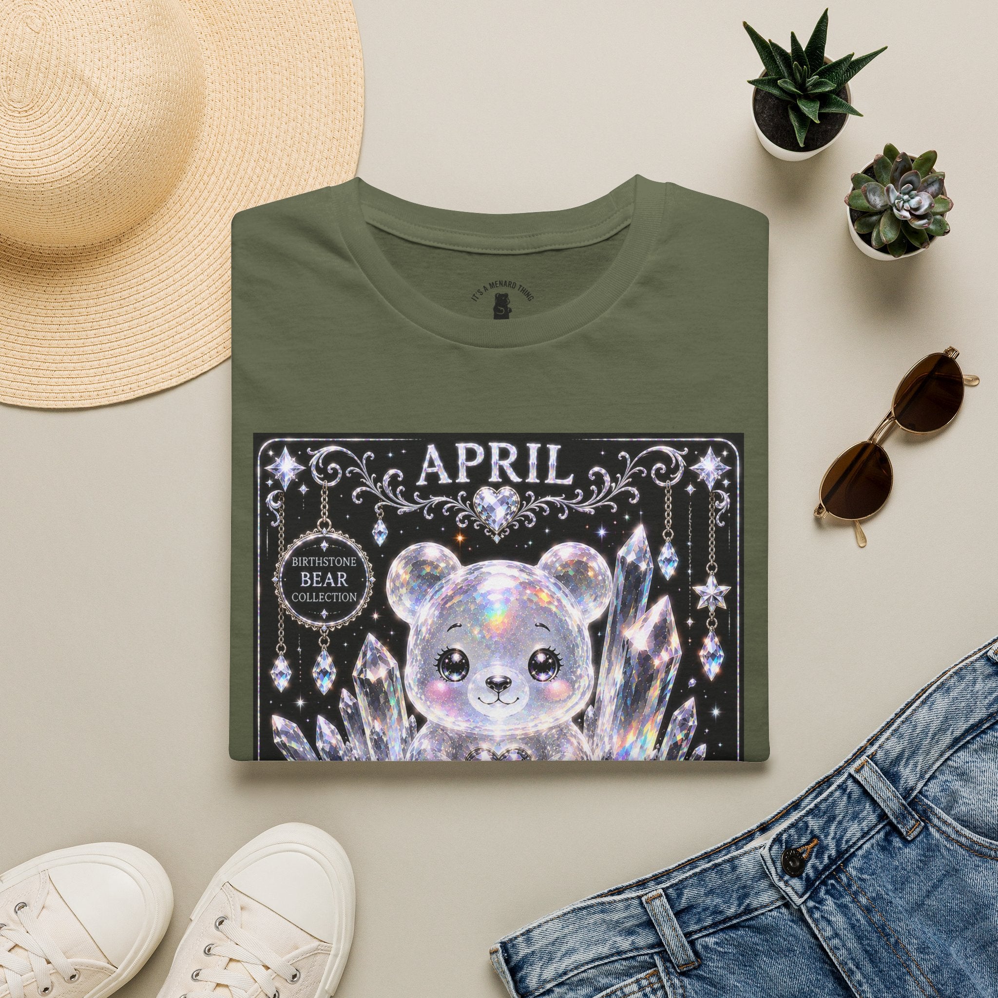 April, Diamond Birthstone Crystal Oozy Bear Friend Special Addition- Graphic Shirt