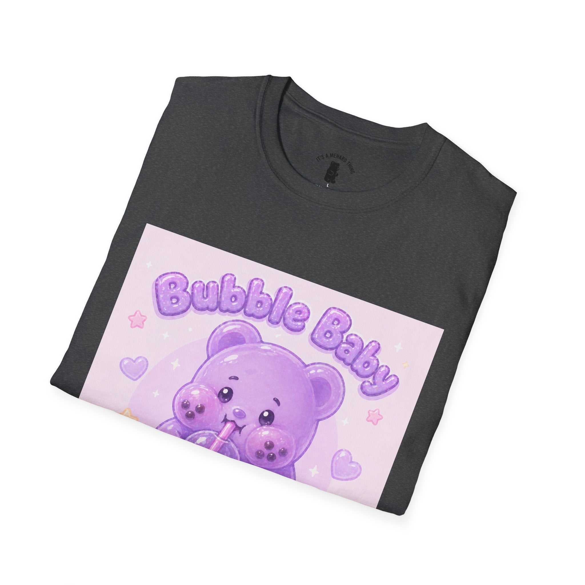 "Bubble Baby" Purple Gooey Gummy Bear — Cute Purple Boba Tea Graphic Tee