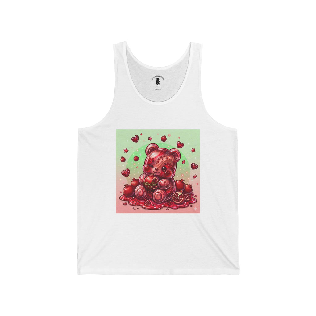 Pomegranate Ripe Red, Gooey Gummy Bear Friend - Cute Graphic Tank Top