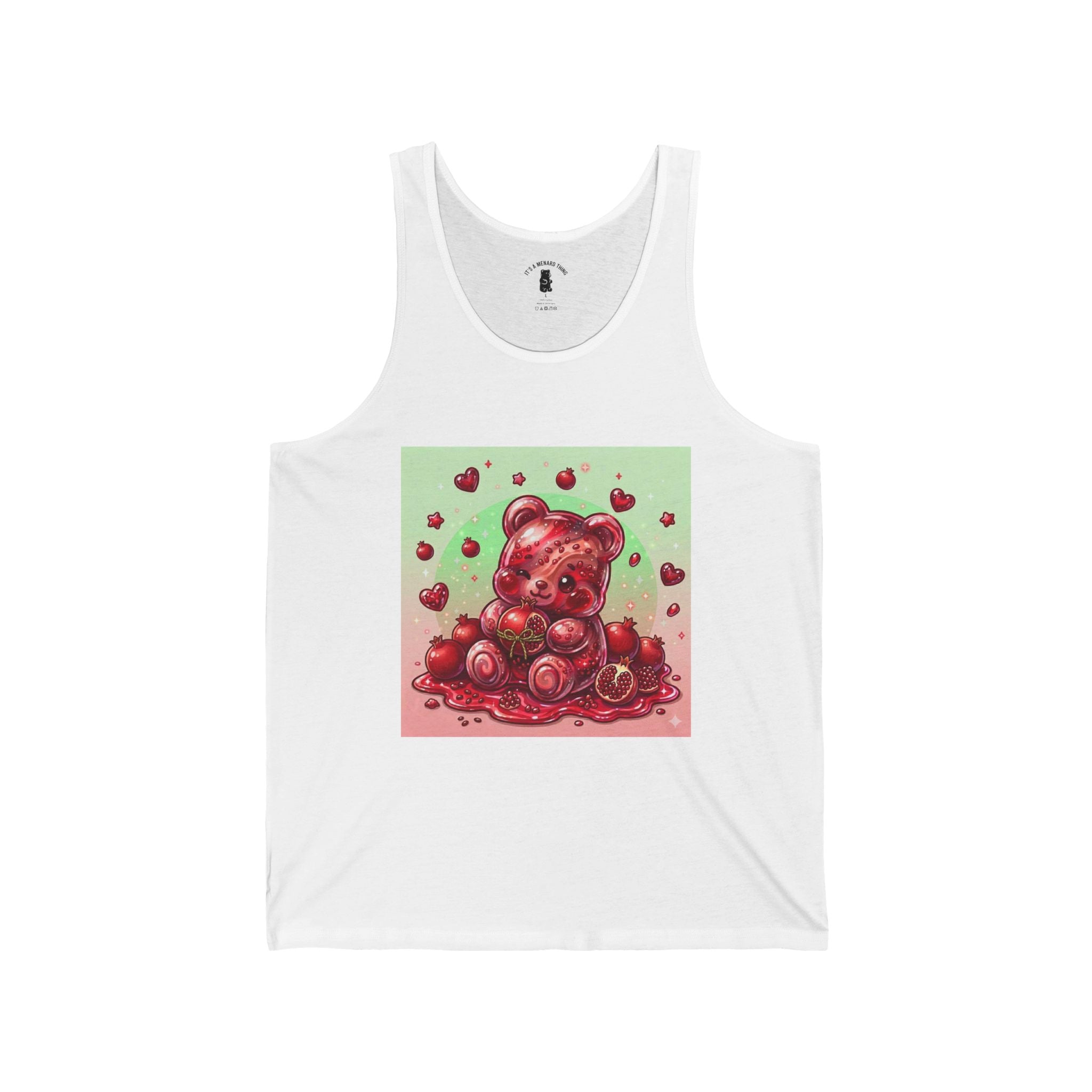Pomegranate Ripe Red, Gooey Gummy Bear Friend - Cute Graphic Tank Top