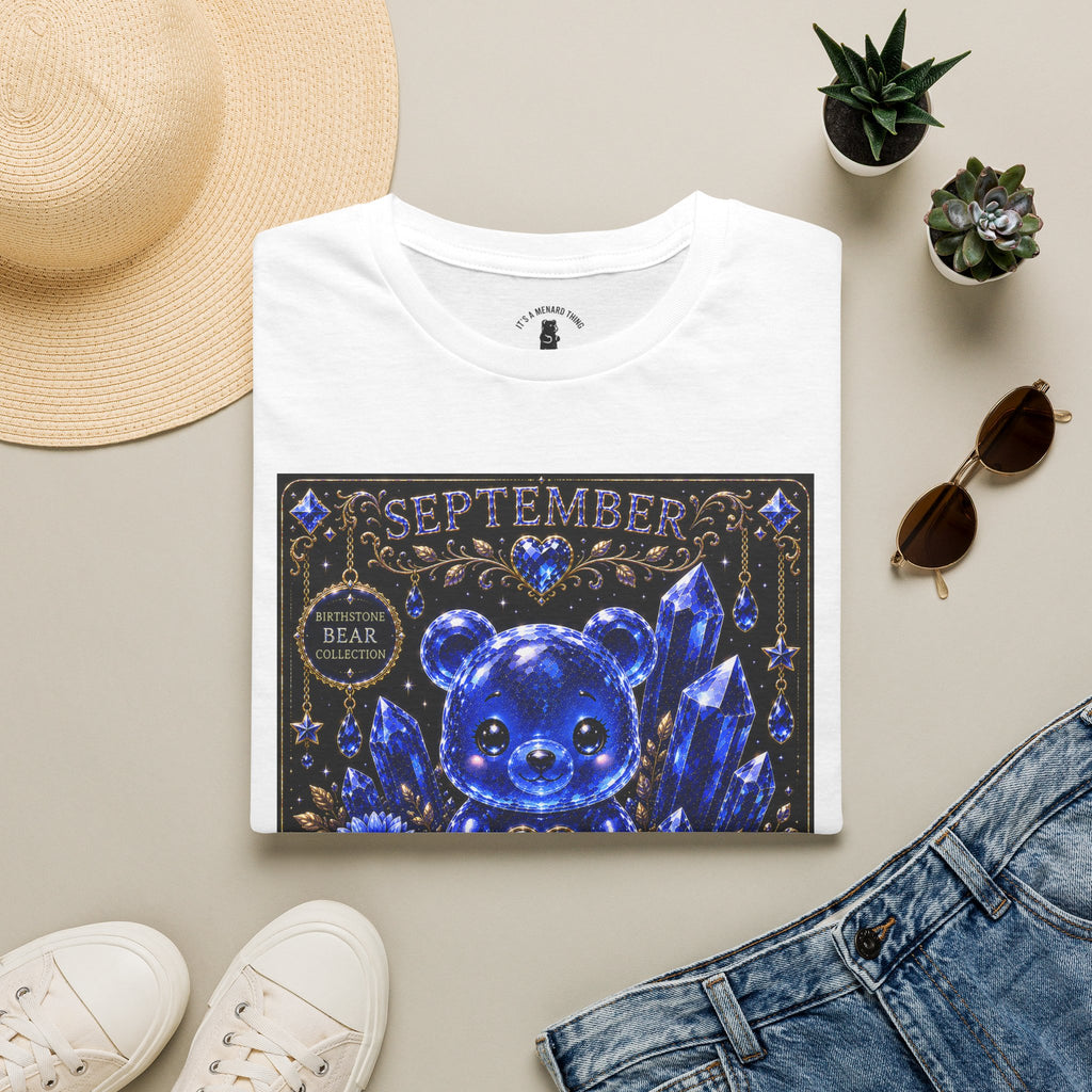 September Sapphire Crystal Oozy Bear Birthstone Addition- Graphic Shirt