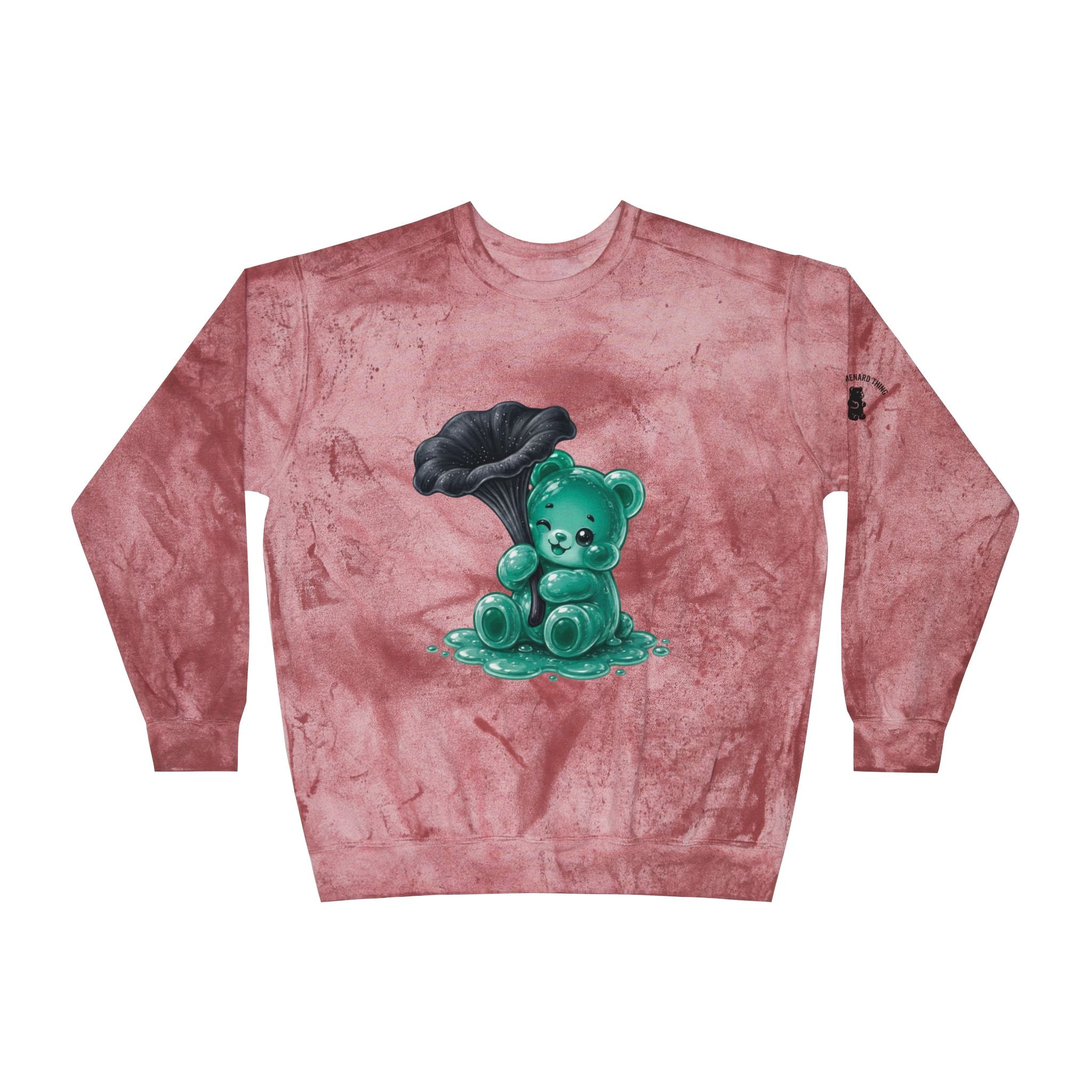 Black Trumpet Mushroom, Pretty Teal Gooey Gummy Bear-Kawaii Graphic Sweatshirt