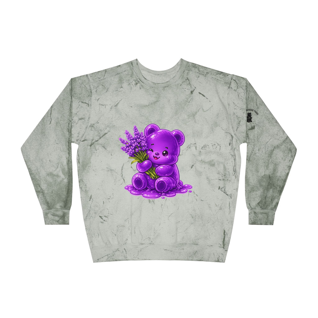 Lavender Stalk, Purple Oozy Bear Gummy Special- Graphic Tie-Dye Sweatshirt