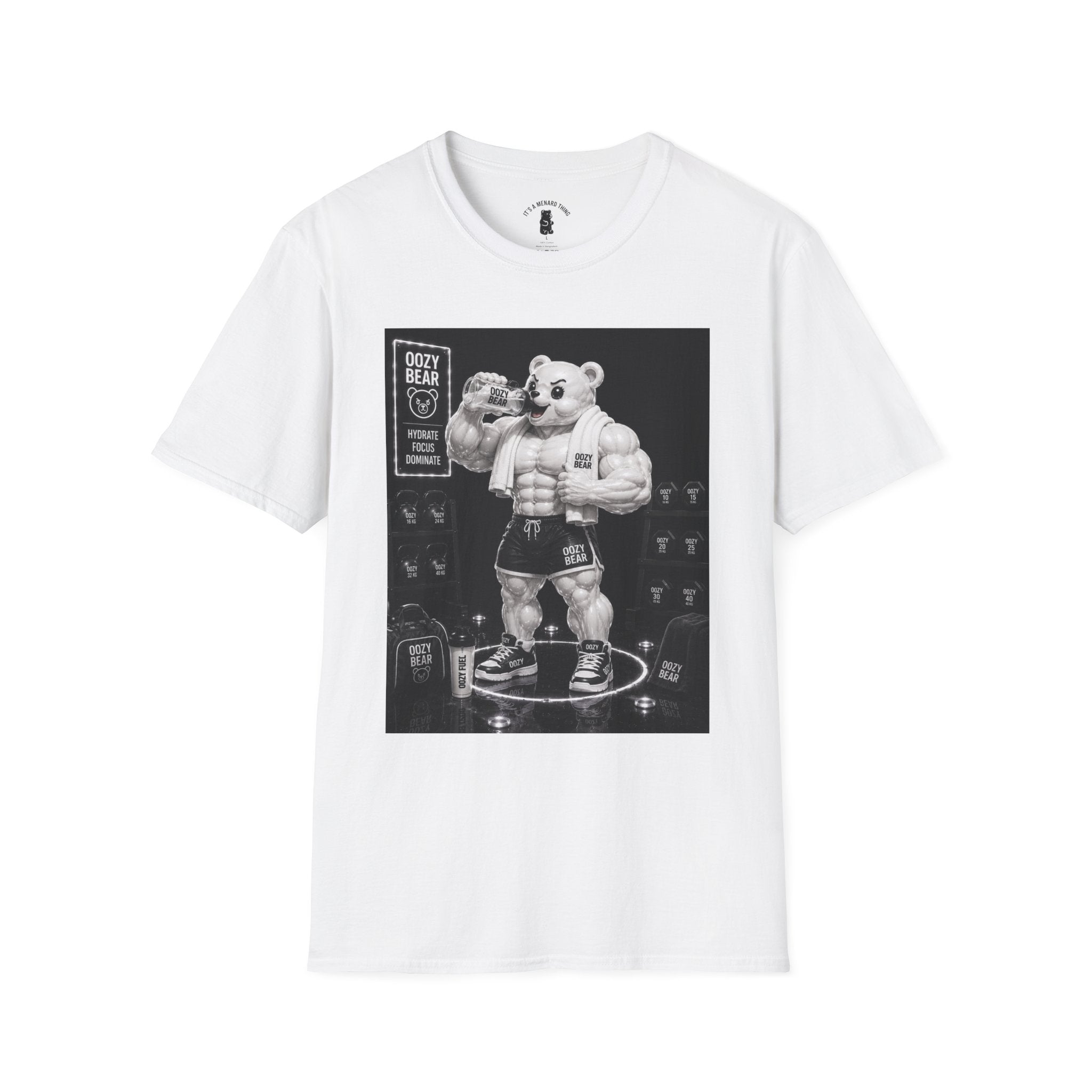 Rehydration Time, Oozy Buff Bodybuilder Gummy Gym Addition- Adult Graphic Shirt