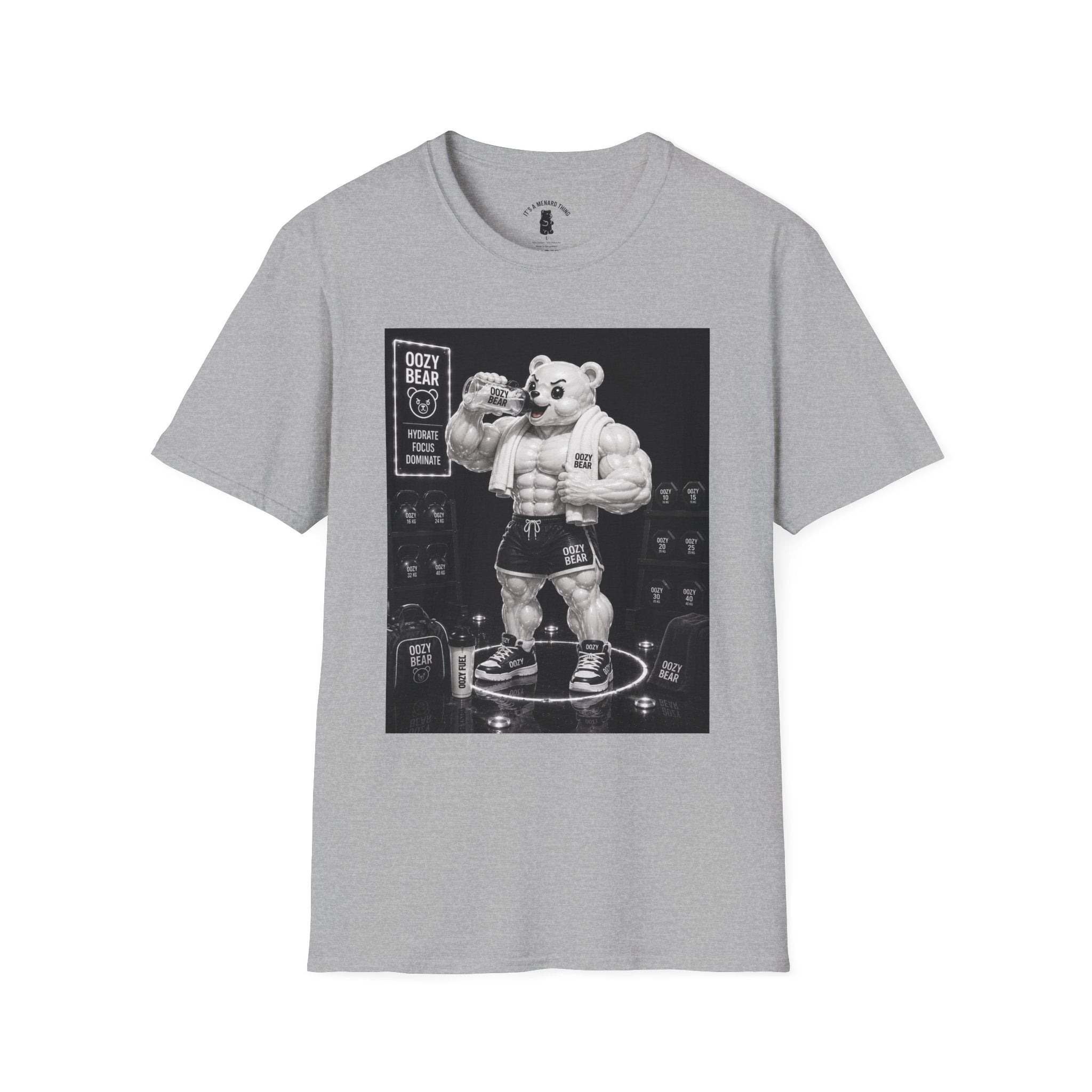 Rehydration Time, Oozy Buff Bodybuilder Gummy Gym Addition- Adult Graphic Shirt