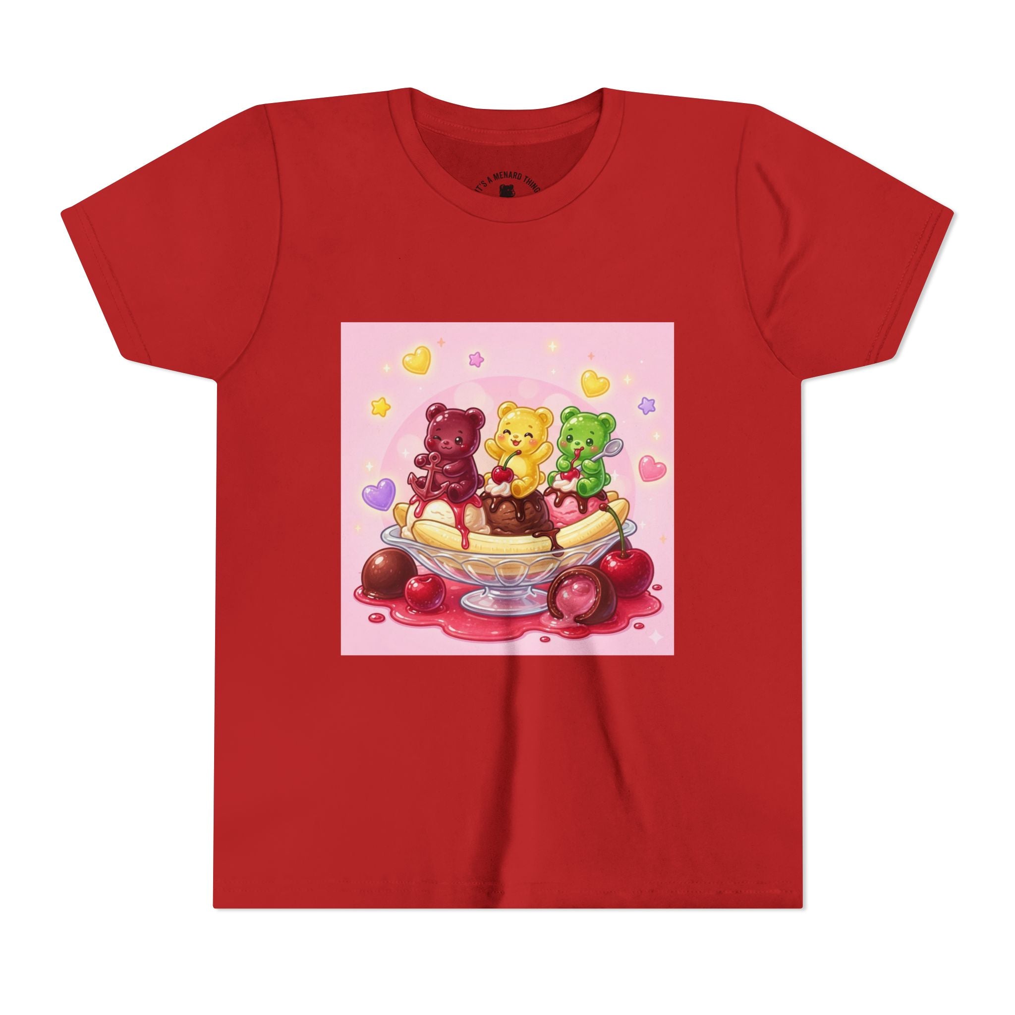 Gooey Gummy Bears on Banana Split Boat Graphic Youth T-Shirt