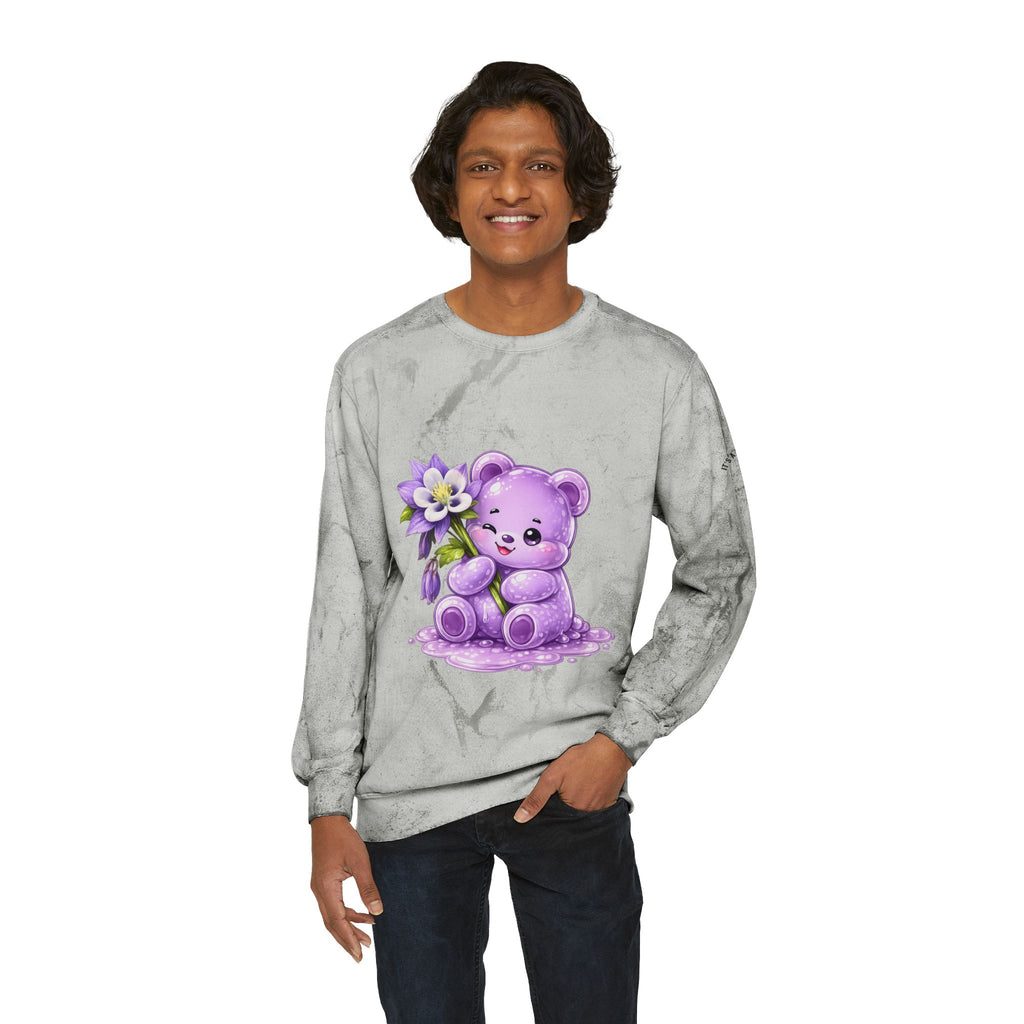The Colorado Blue Columbine Flower, Purple Special Gooey Gummy-Tie-Dye Graphic Sweatshirt