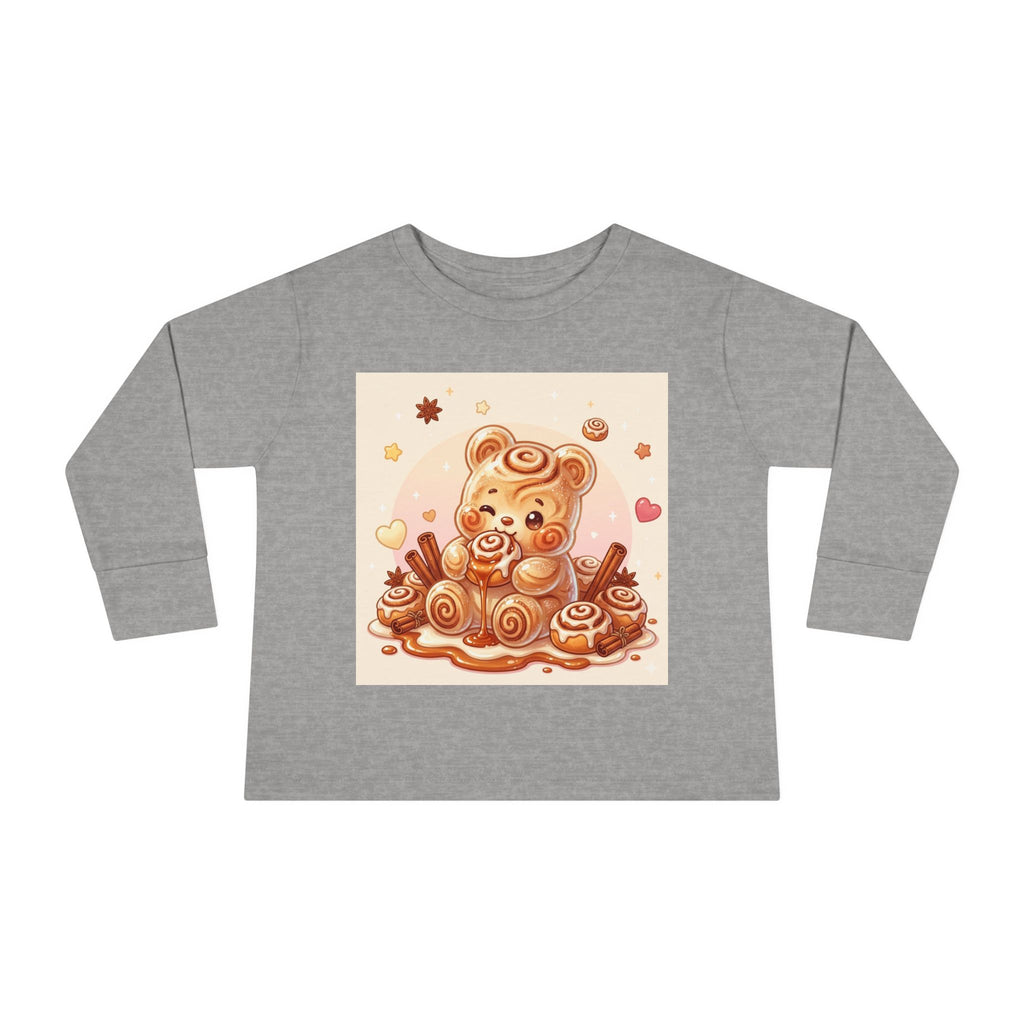 Cinnamon Roll Baked Goods, Sweet Oozy Bear Gummy Friend- Kids Graphic Long Sleeve Shirt