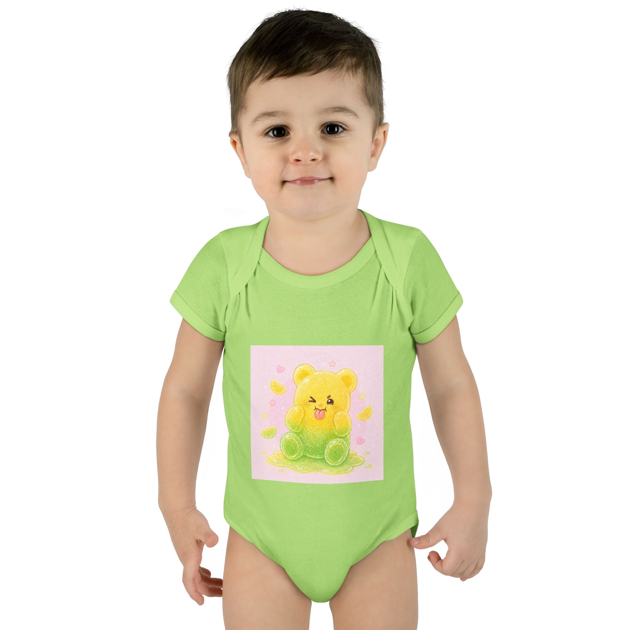 Sour Silly Gummy Gooey Lemon-Lime Bear Illustration Infant Onesie